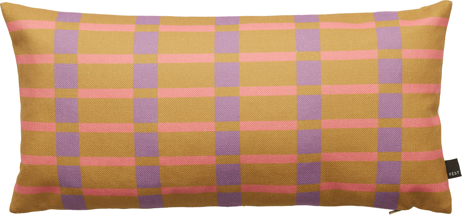 FEST Amsterdam Stripes and Checks dekoračné vankúše 30 x 60 cm - Hnedá + Fialová