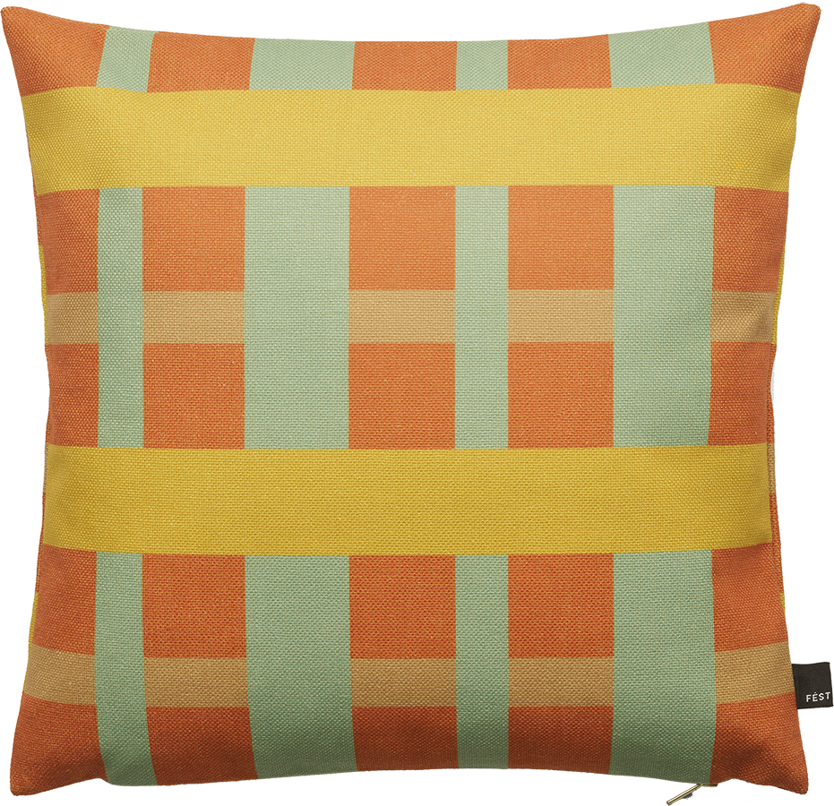 FEST Amsterdam Stripes and Checks dekoračné vankúše 45 x 45 - Oranžová + Mintová