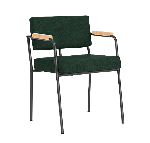 FEST Amsterdam Monday jedálenská stolička s podrúčkami - Zelená, Čierna podnož, Prírodná podrúčka