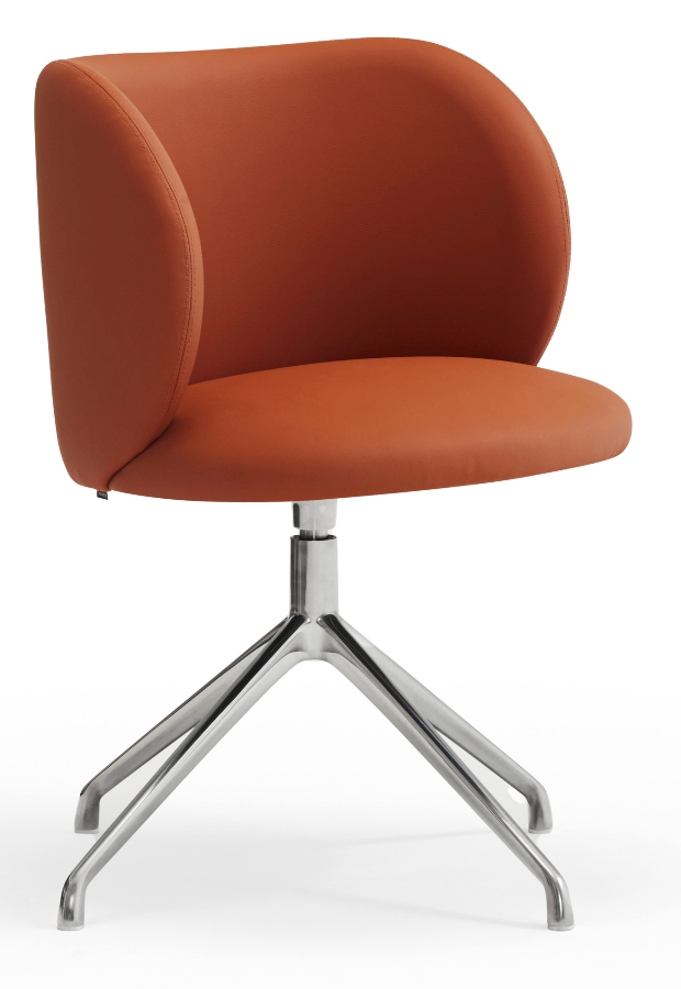 Teulat Mogi stolička na otočnej podnoži - Oranžová, PU koža, Chrómová podnož