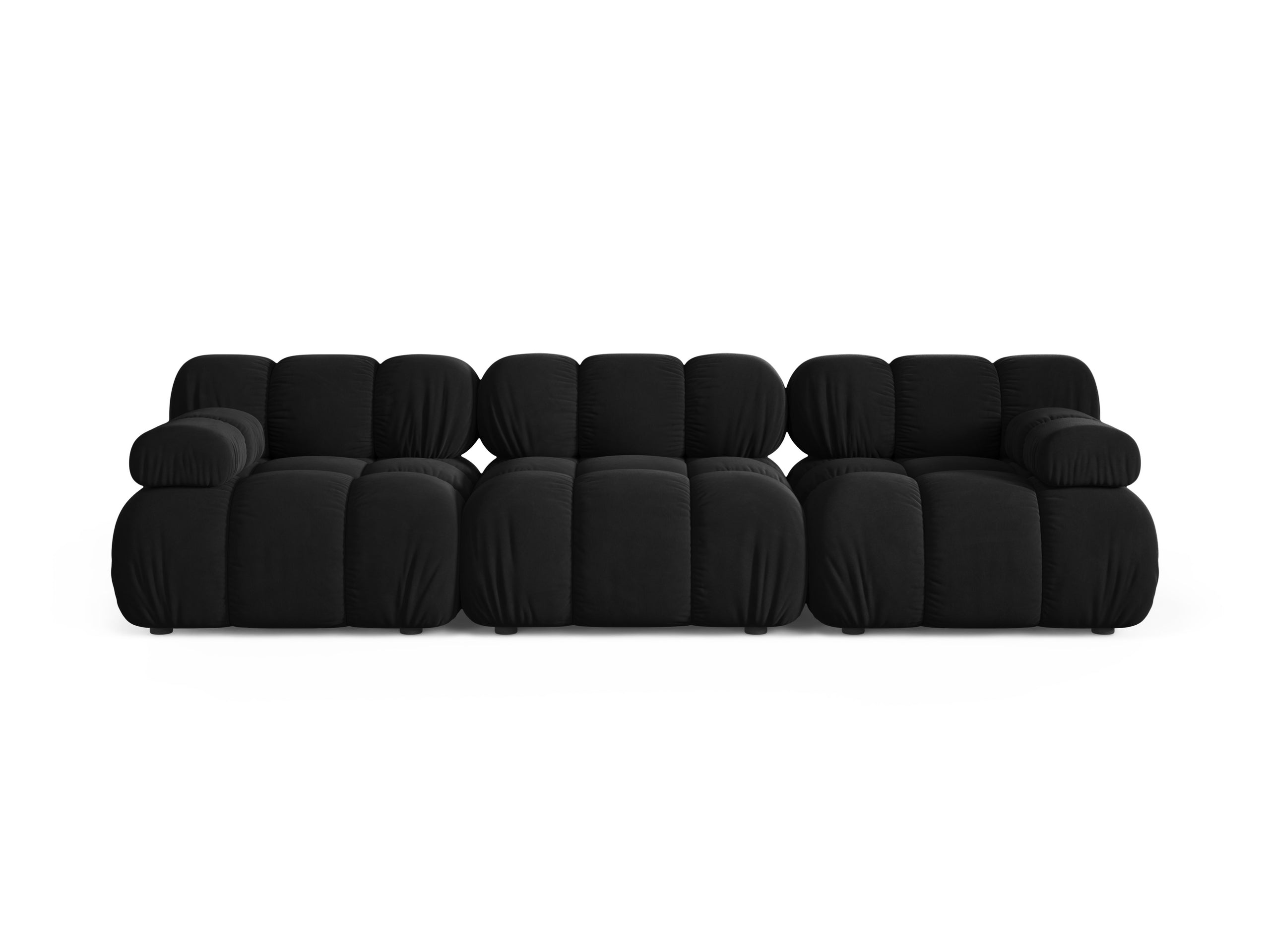 Micadoni Bellis trojmiestna pohovka 282 × 94 cm - Zamat Bluvel (Blu19) - Čierna