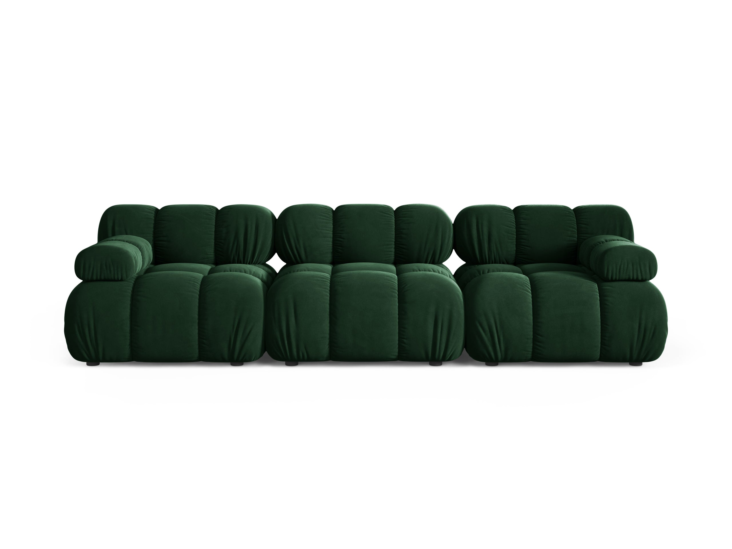 Micadoni Bellis trojmiestna pohovka 282 × 94 cm - Zamat Bluvel (Blu78) - Fľaškovozelená