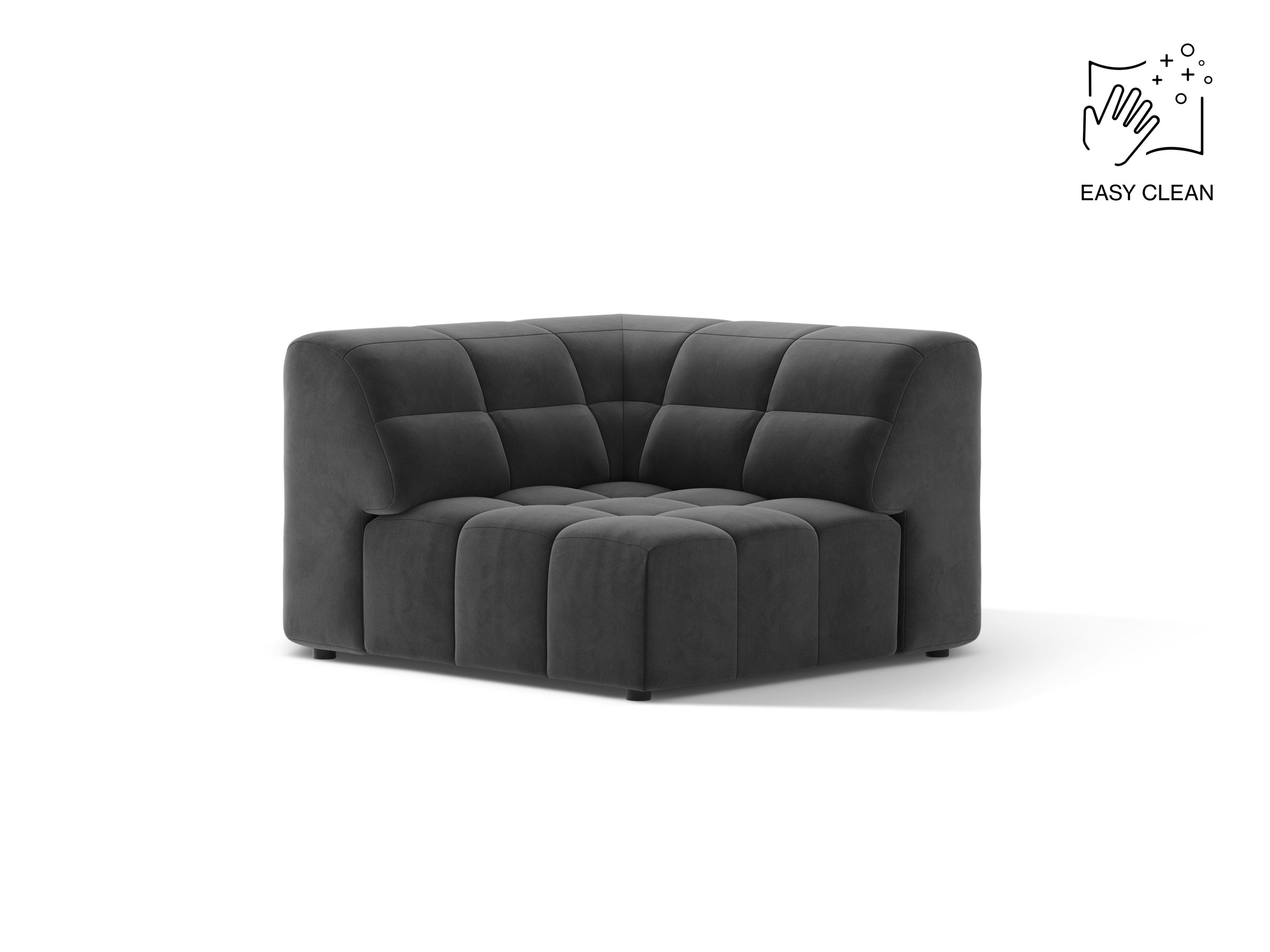 Micadoni Jennifer rohový modul sedačky 99 × 99 cm - Zamat Venus (Ven2930) - Sivá