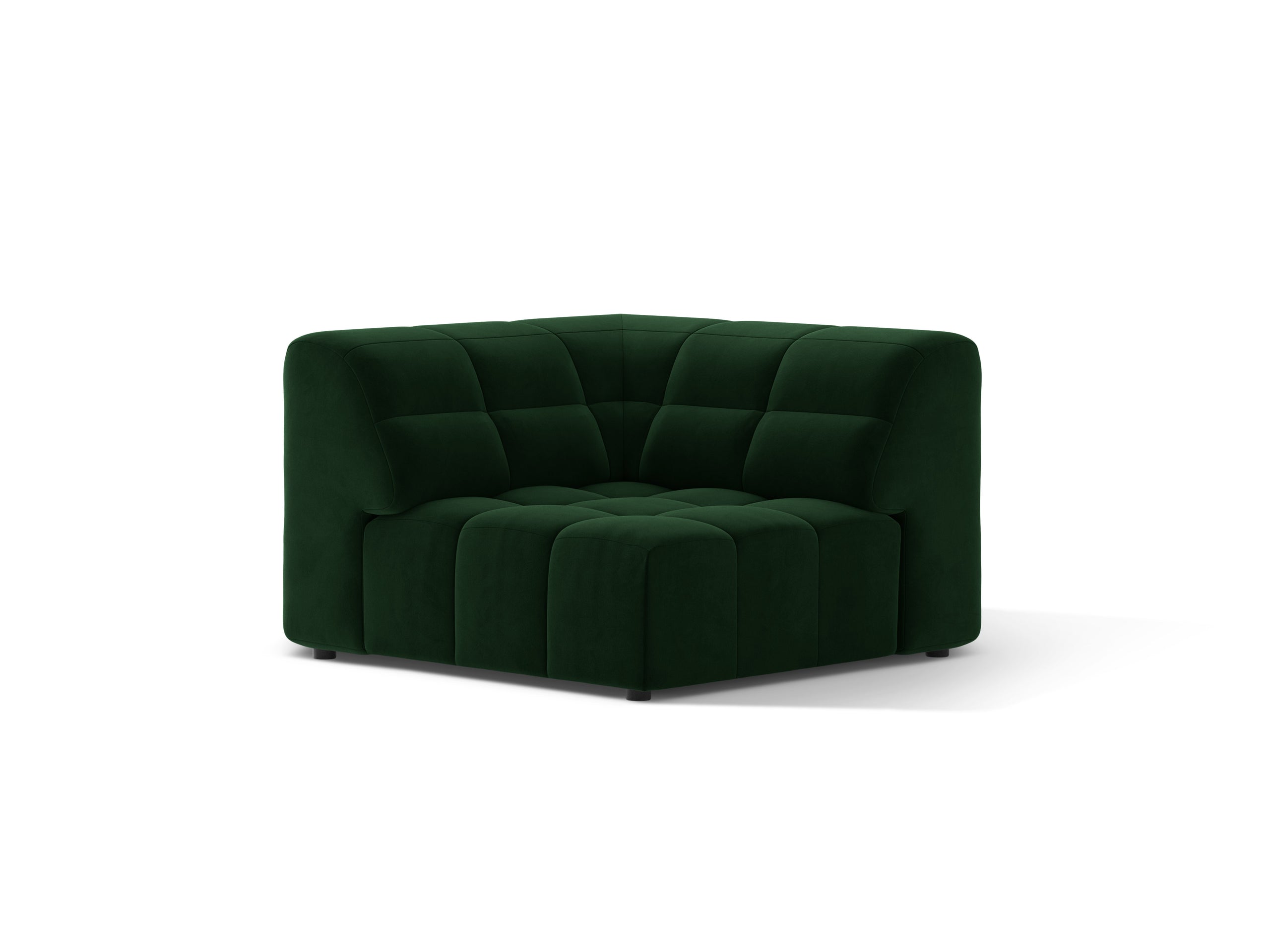 Micadoni Jennifer rohový modul sedačky 99 × 99 cm - Zamat Bluvel (Blu78) - Fľaškovozelená