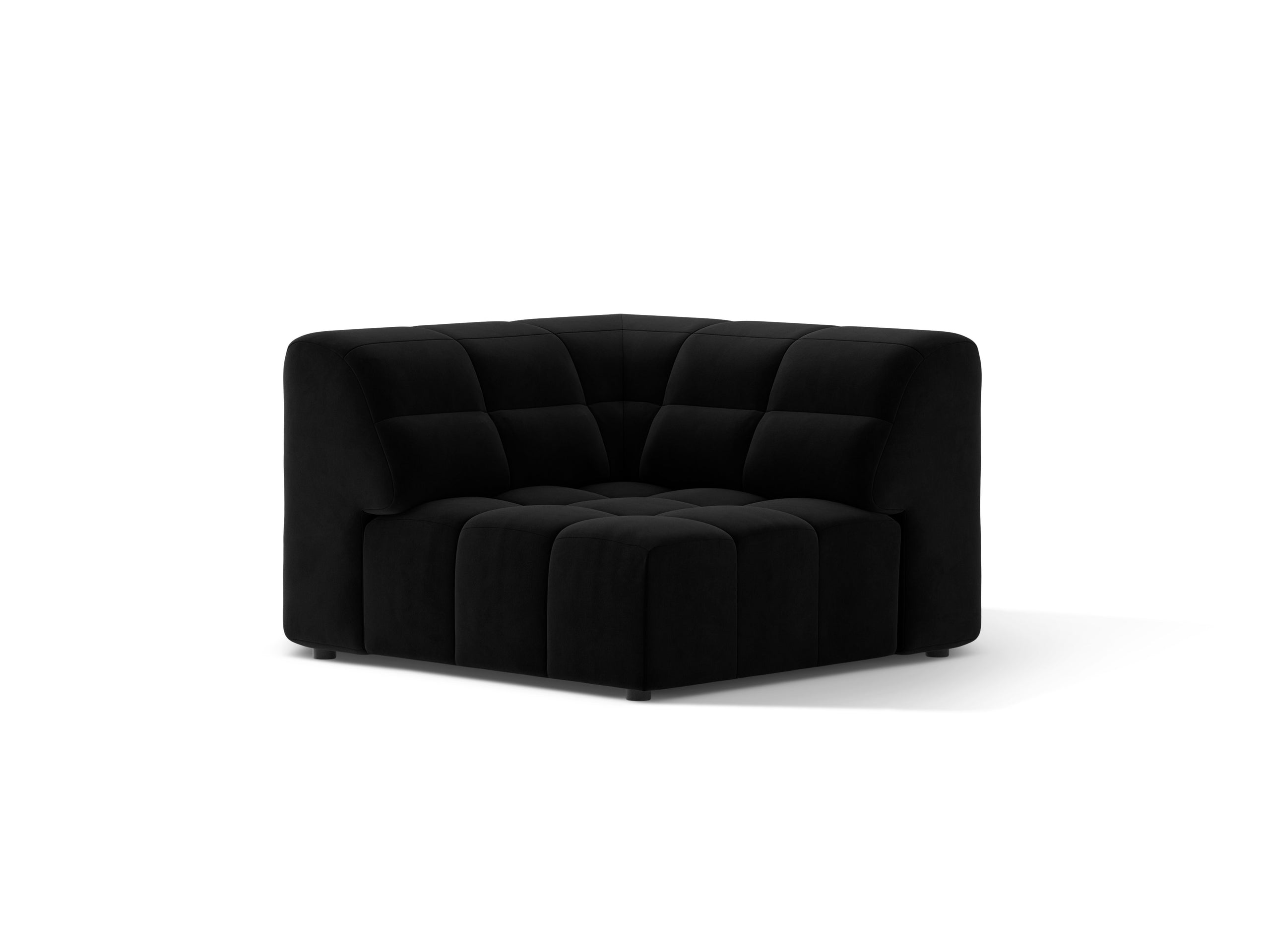 Micadoni Jennifer rohový modul sedačky 99 × 99 cm - Zamat Bluvel (Blu19) - Čierna