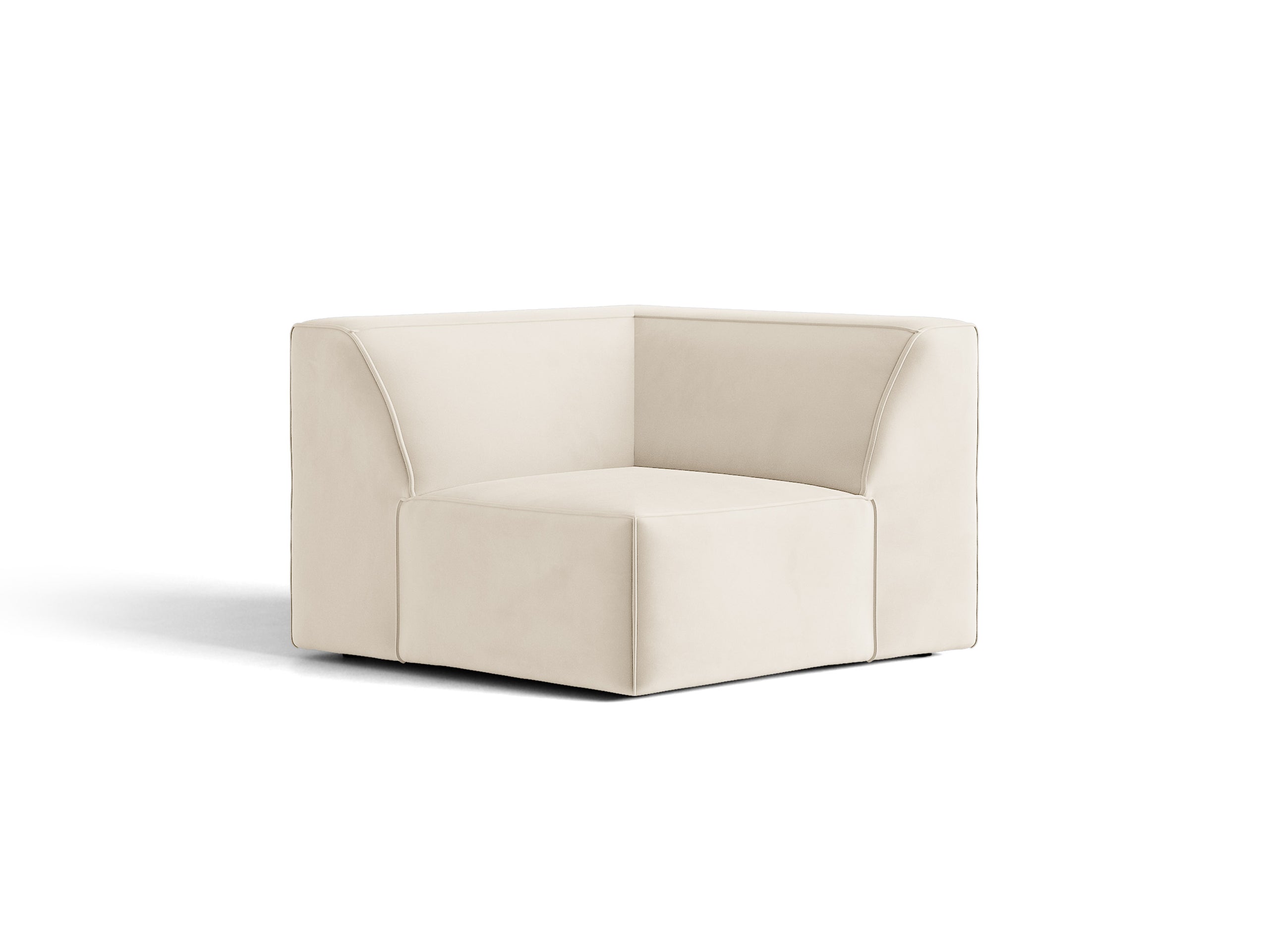 Micadoni Jodie rohový modul sedačky 99 × 99 cm - Zamat Bluvel (Blu22) - Svetlobéžová