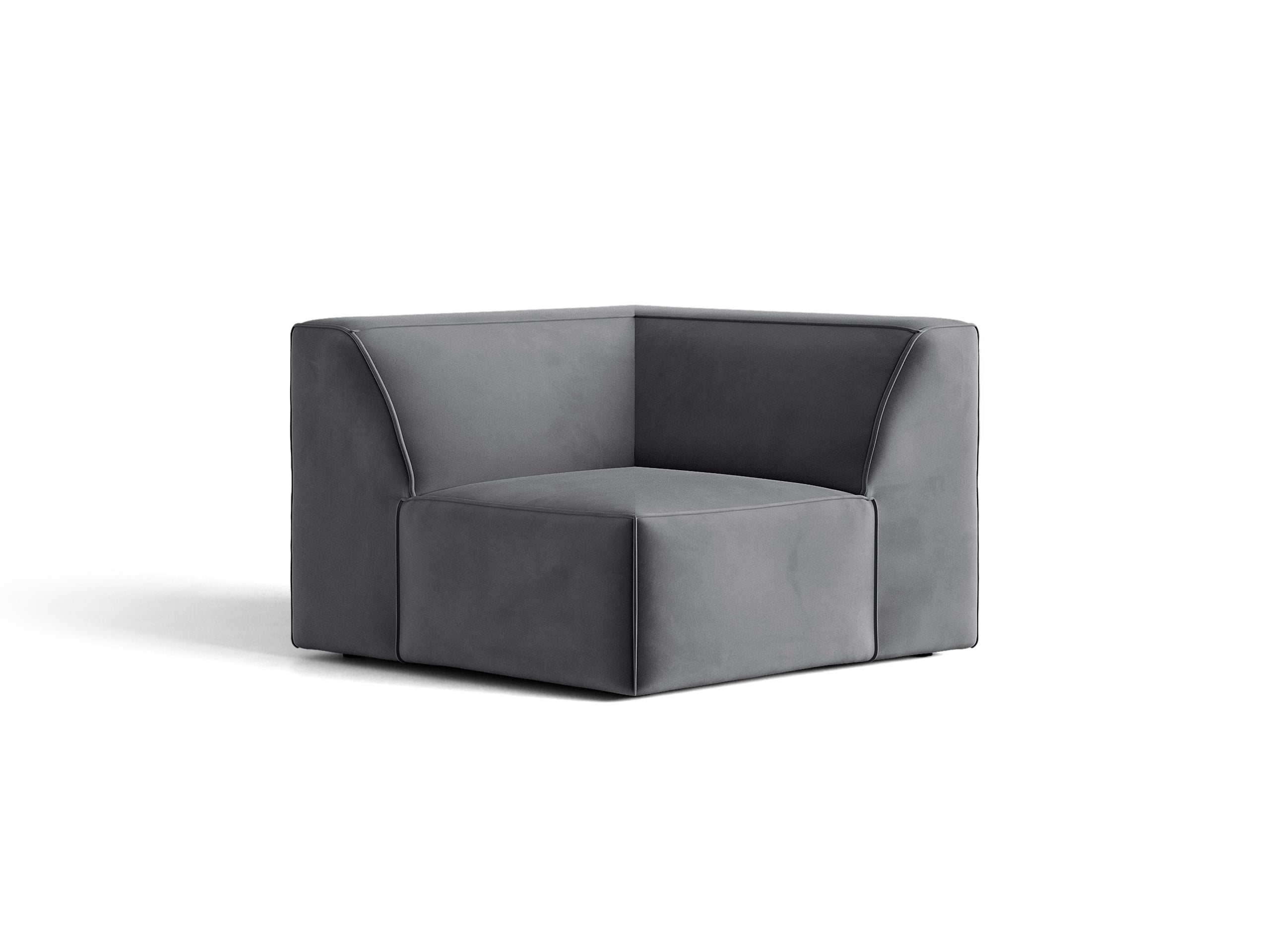 Micadoni Jodie rohový modul sedačky 99 × 99 cm - Zamat Bluvel (Blu14) - Sivá