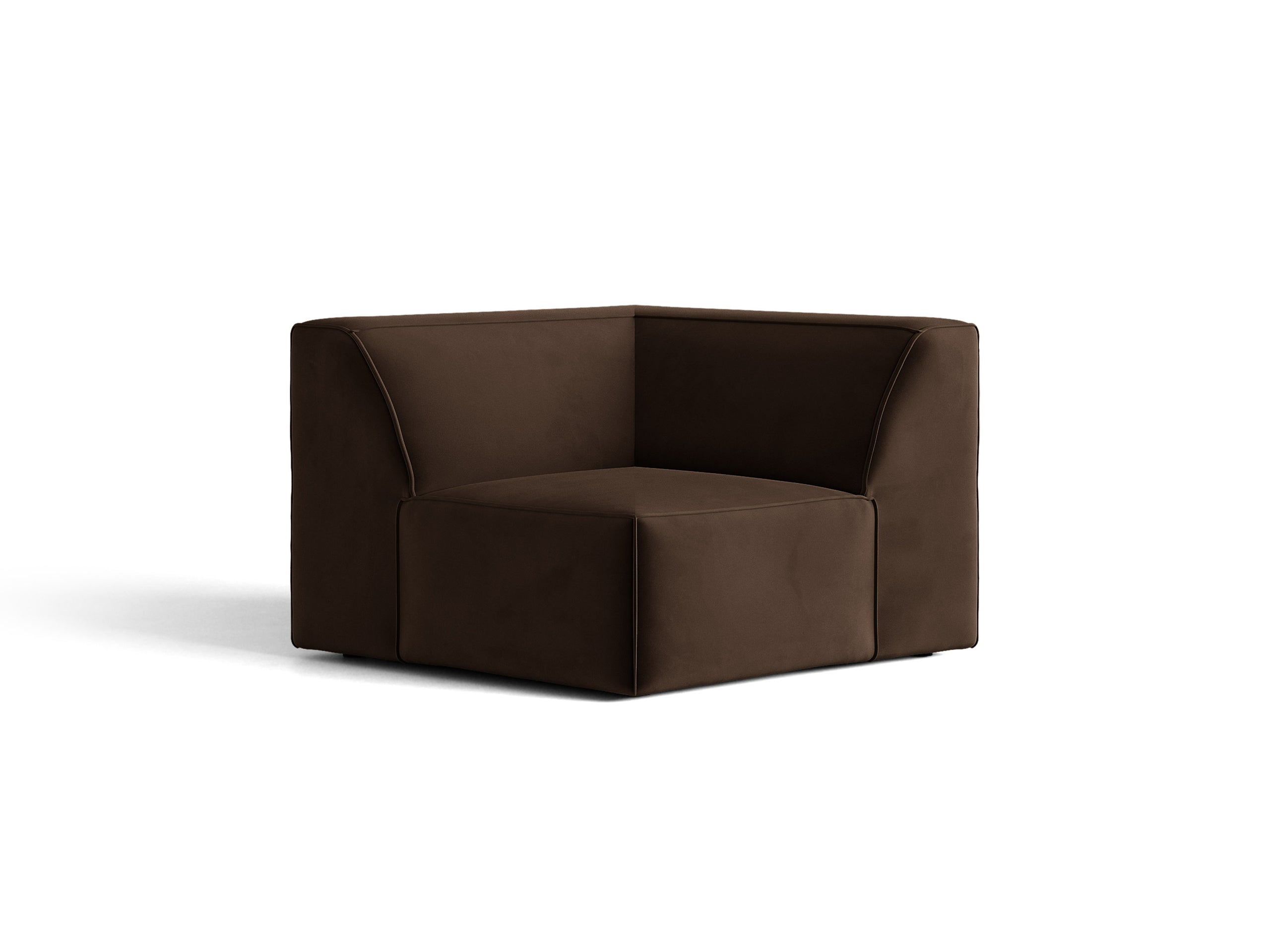 Micadoni Jodie rohový modul sedačky 99 × 99 cm - Zamat Bluvel (Blu48) - Tmavohnedá