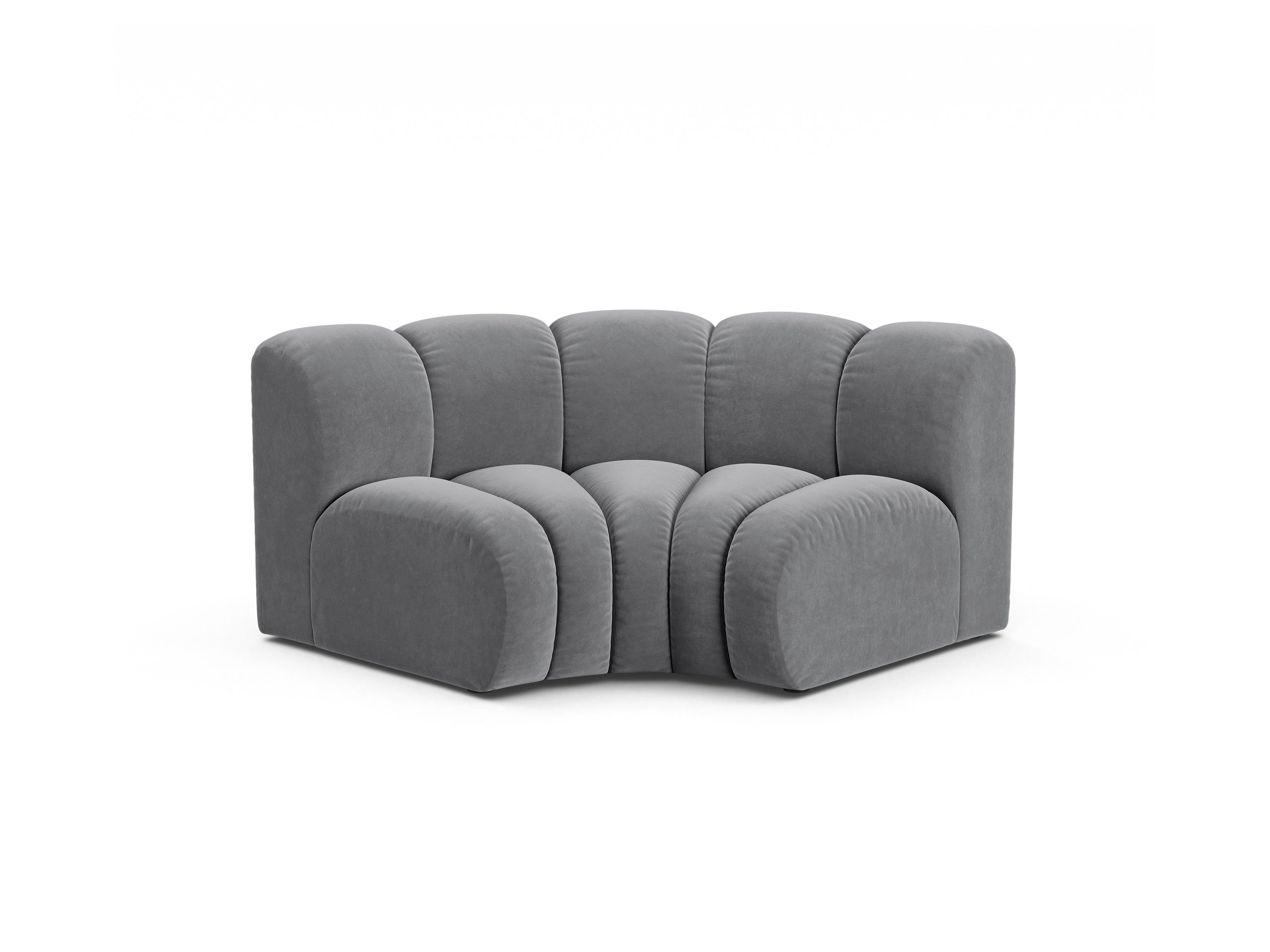Micadoni Lupine rohový modul sedačky 185 × 95 cm - Zamat Salvador (Sal17) - Sivá