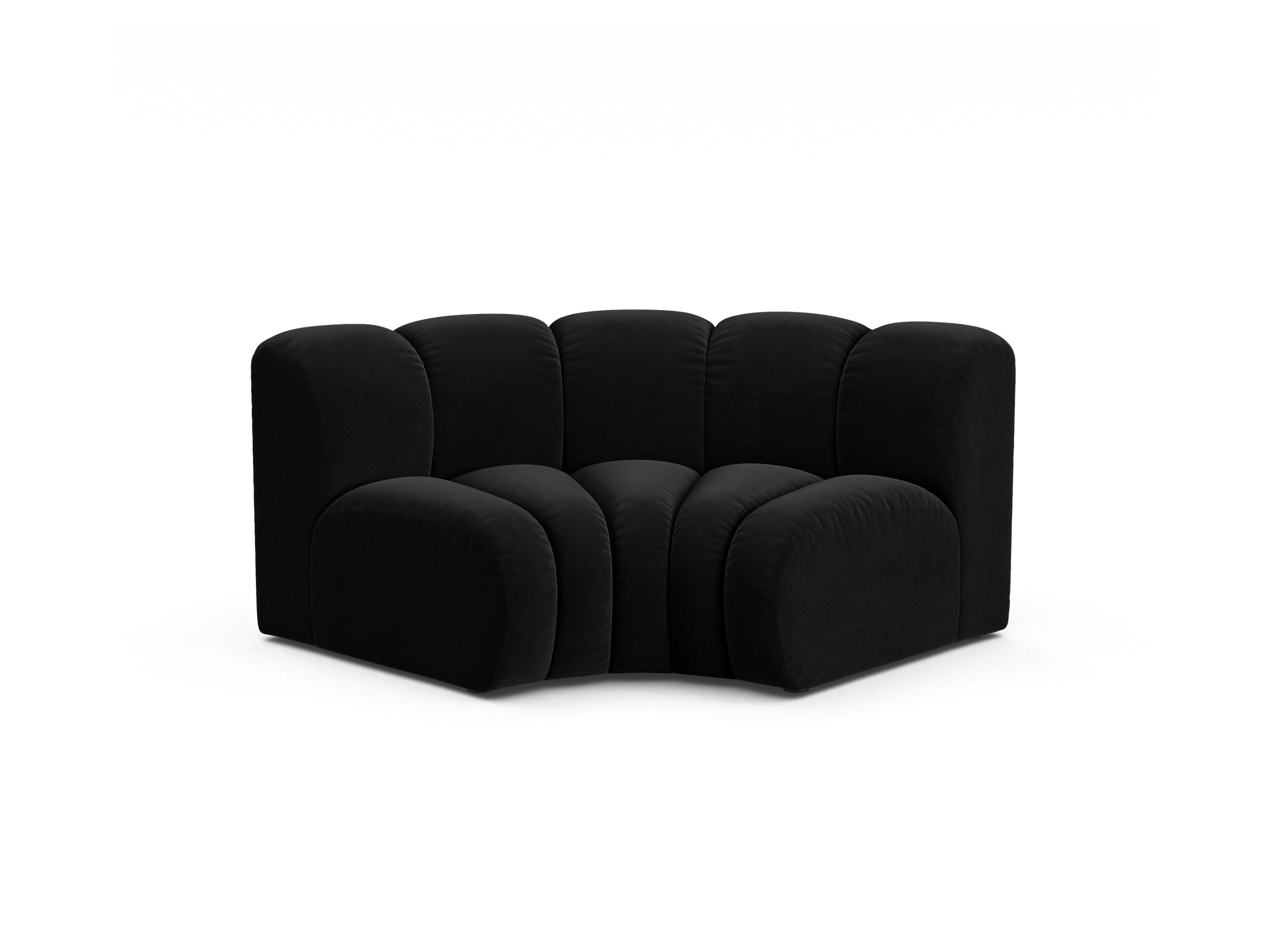 Micadoni Lupine rohový modul sedačky 185 × 95 cm - Zamat Salvador (Sal19) - Čierna