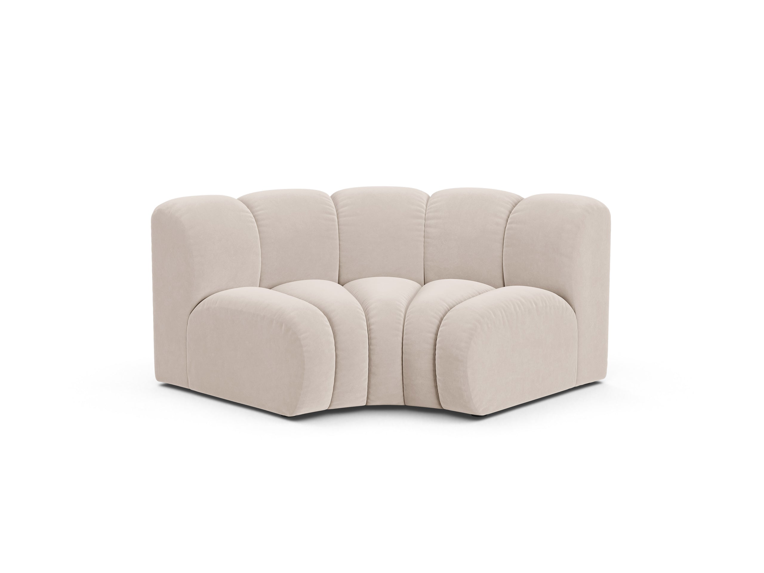 Micadoni Lupine rohový modul sedačky 185 × 95 cm - Zamat Venus (Ven2927) - Svetlobéžová