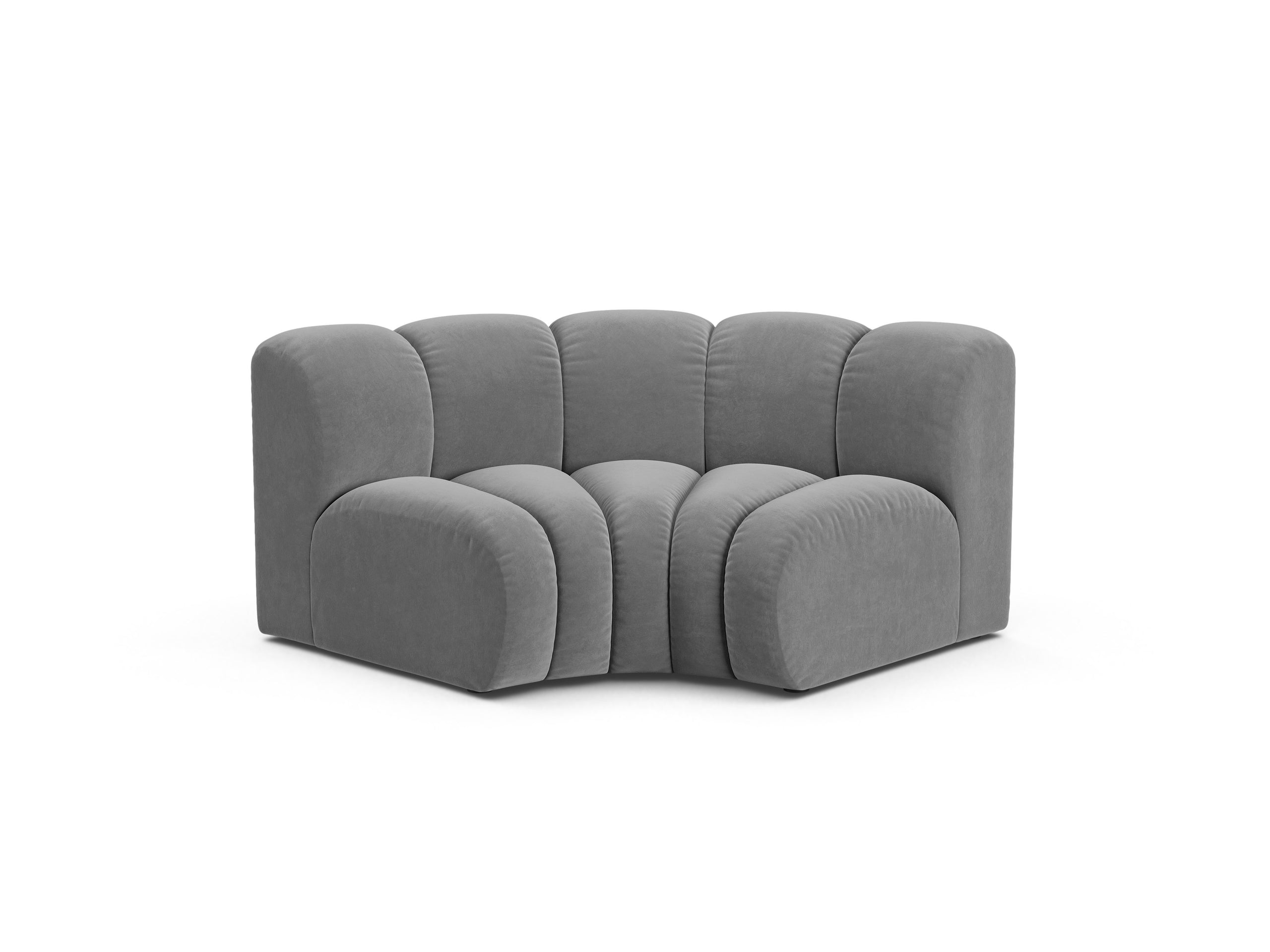 Micadoni Lupine rohový modul sedačky 185 × 95 cm - Zamat Venus (Ven2929) - Svetlosivá