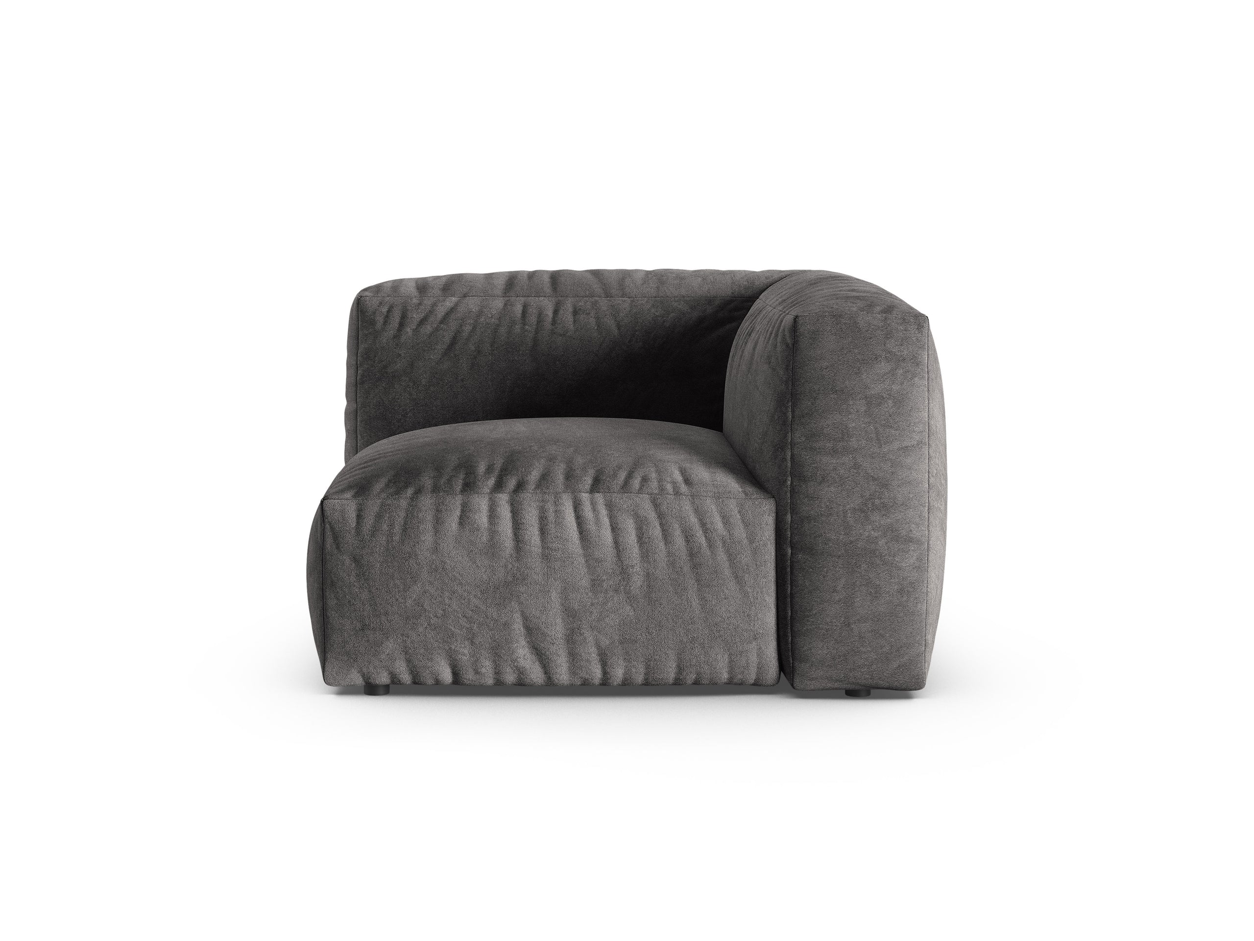 Micadoni Martina rohový modul sedačky - Zamat Vogue (Vog15) - Sivá - Nohy: Čierny plast - Variant 90 cm