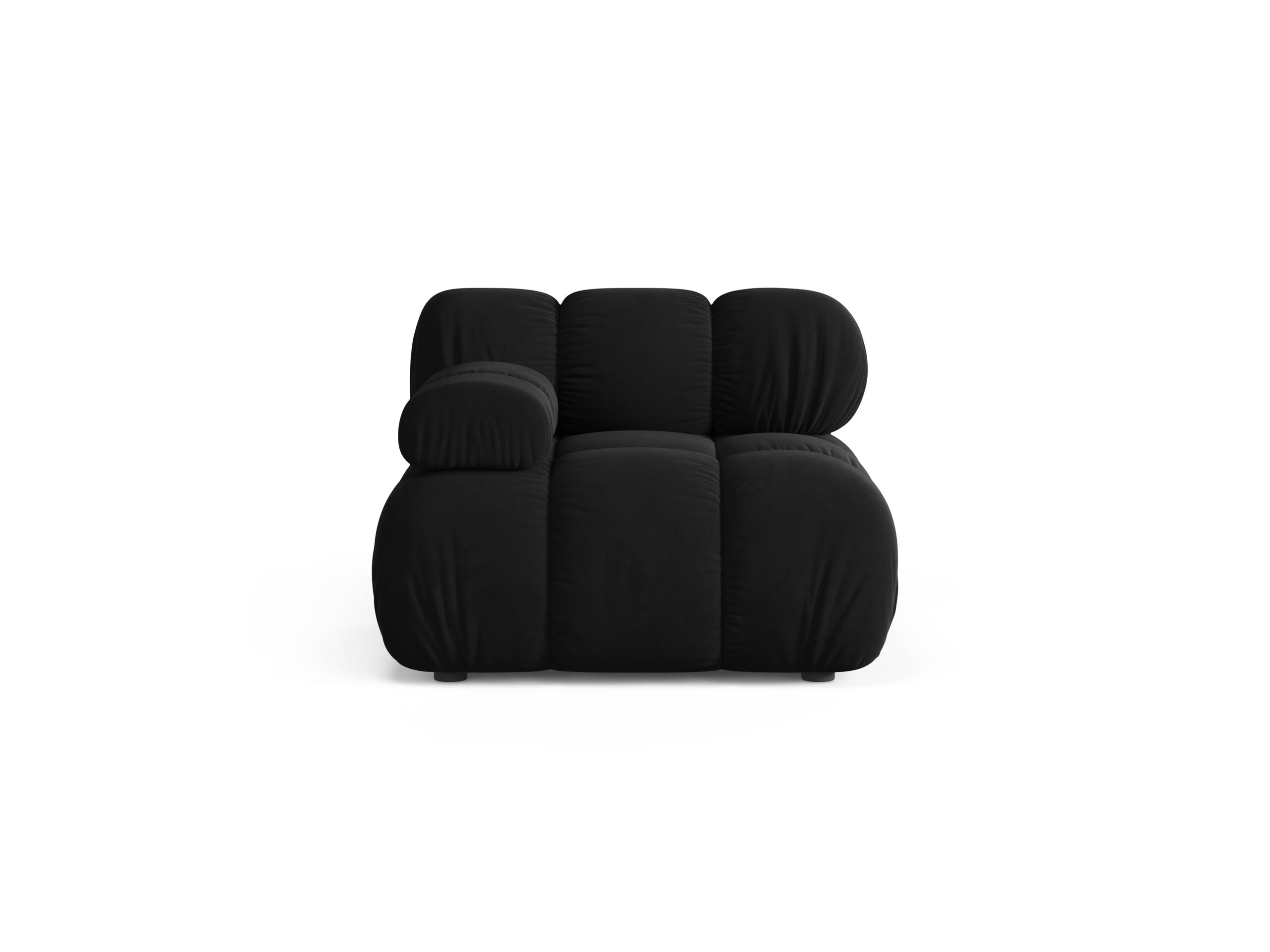 Micadoni Bellis modul sedačky s podrúčkou 94 × 94 cm - Zamat Bluvel (Blu19) - Čierna - Ľavé prevedenie