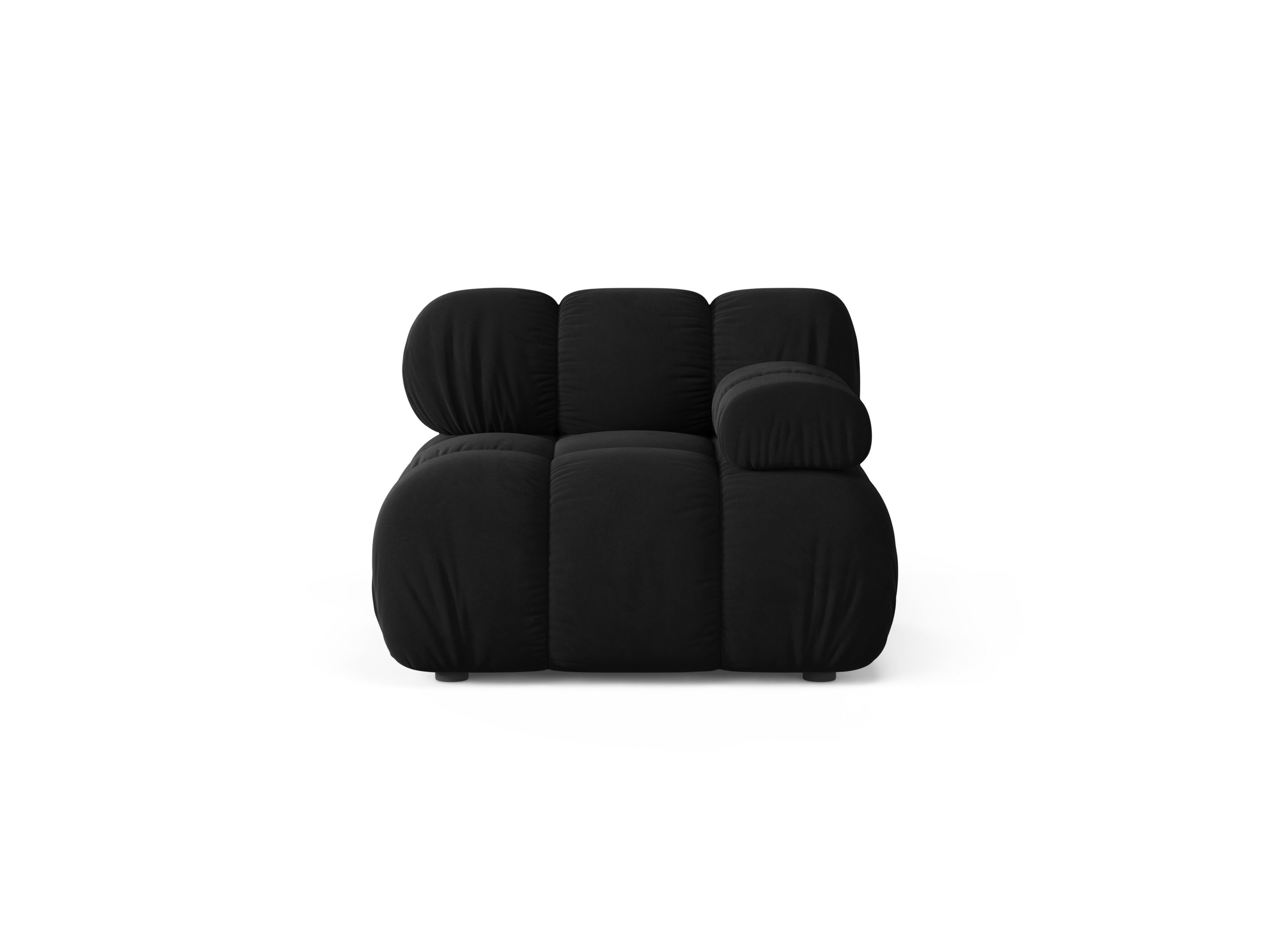 Micadoni Bellis modul sedačky s podrúčkou 94 × 94 cm - Zamat Bluvel (Blu19) - Čierna - Pravé prevedenie