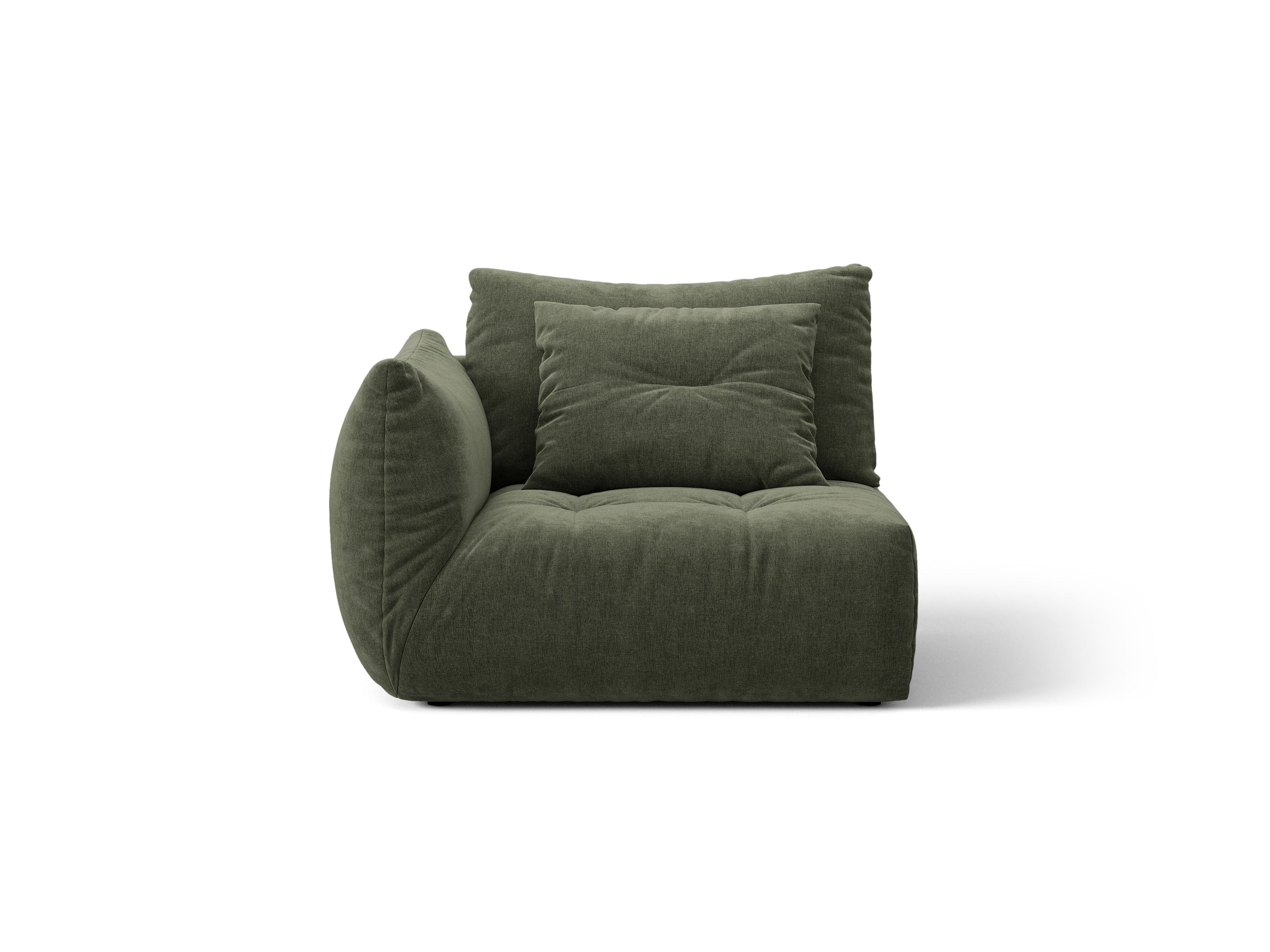 Micadoni Bloom modul sedačky s podrúčkou 116 × 107 cm - Štrukturovaná látka Wind (Win75) - Machovozelená - Ľavé prevedenie