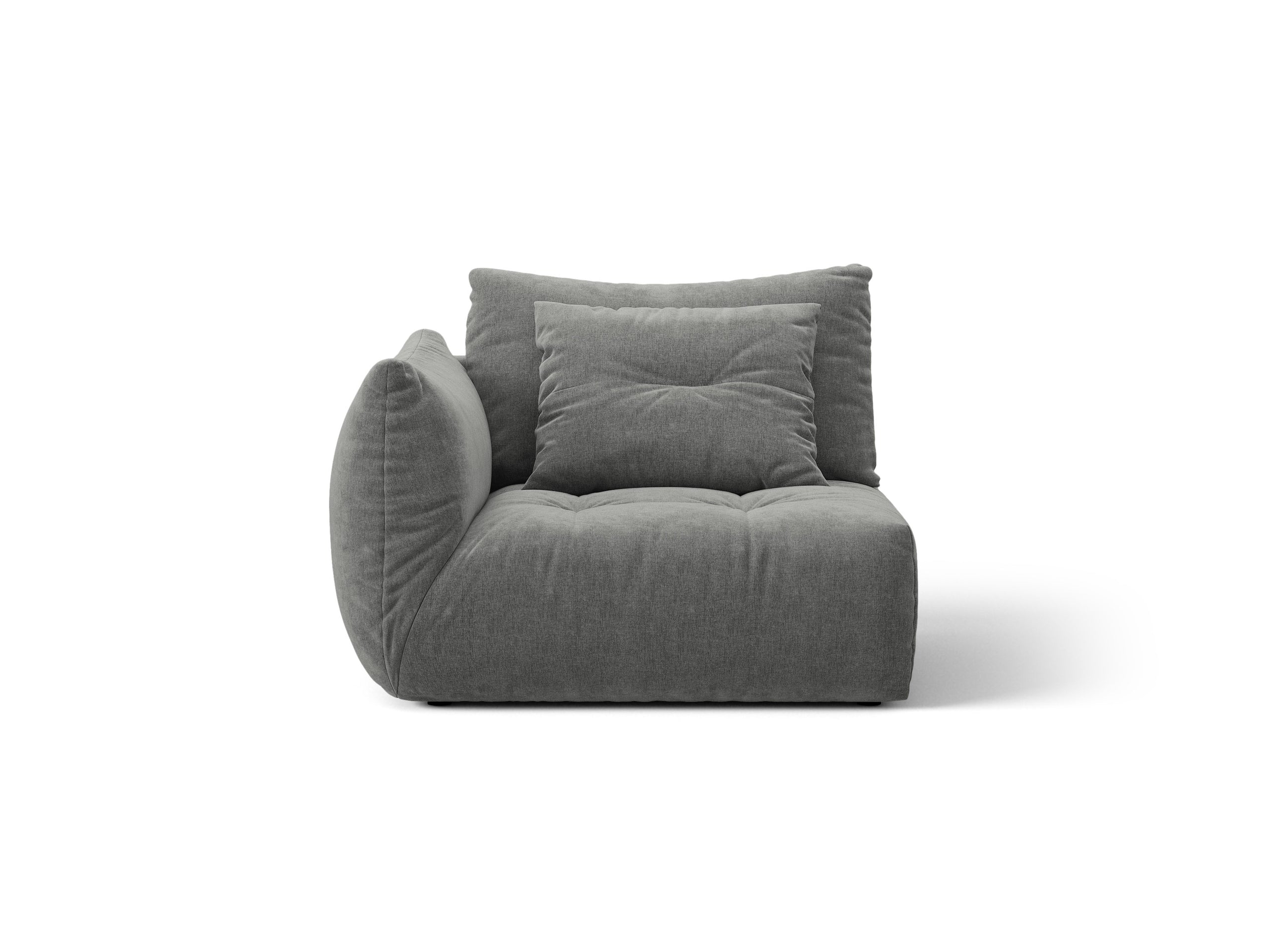 Micadoni Bloom modul sedačky s podrúčkou 116 × 107 cm - Štrukturovaná látka Wind (Win89) - Tmavosivá - Ľavé prevedenie