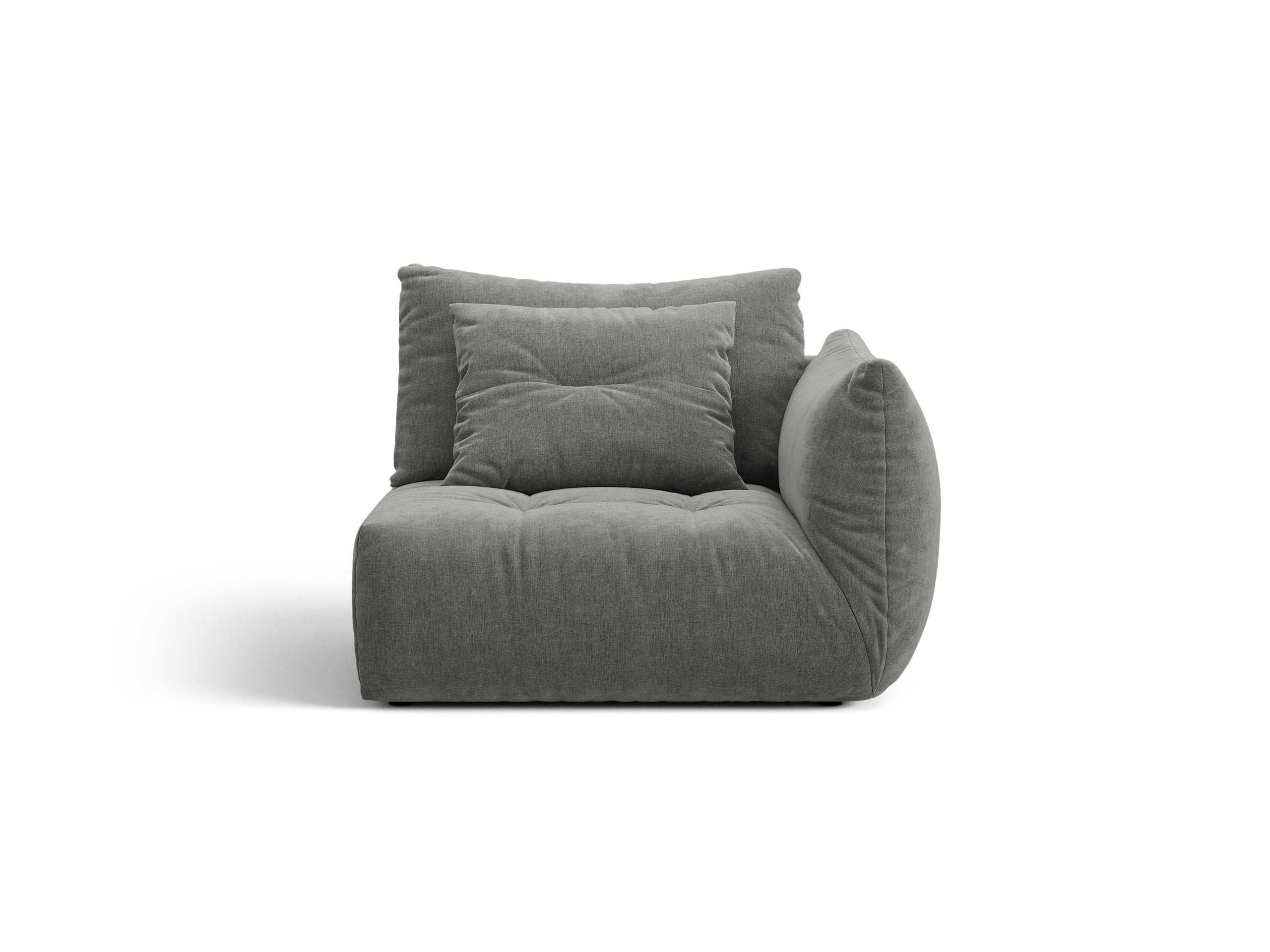 Micadoni Bloom modul sedačky s podrúčkou 116 × 107 cm - Štrukturovaná látka Wind (Win89) - Tmavosivá - Pravé prevedenie