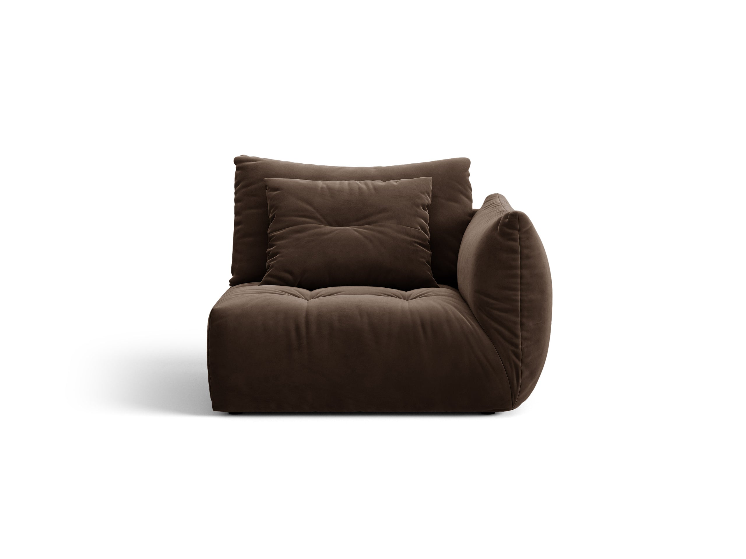 Micadoni Bloom modul sedačky s podrúčkou 116 × 107 cm - Zamat Bluvel (Blu48) - Tmavohnedá - Pravé prevedenie
