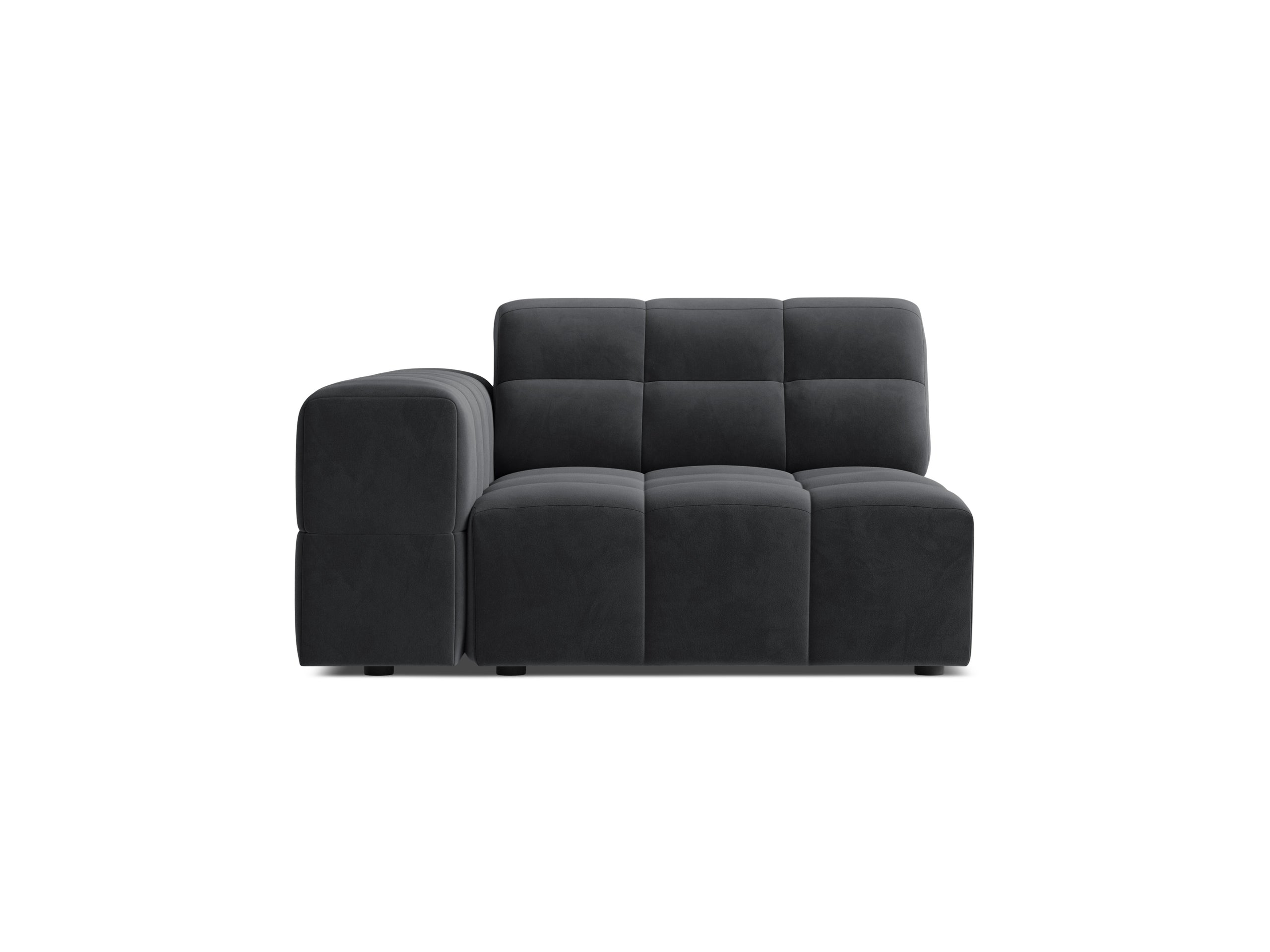 Micadoni Jennifer modul sedačky s podrúčkou 106 × 102 cm - Zamat Bluvel (Blu14) - Sivá - Ľavé prevedenie