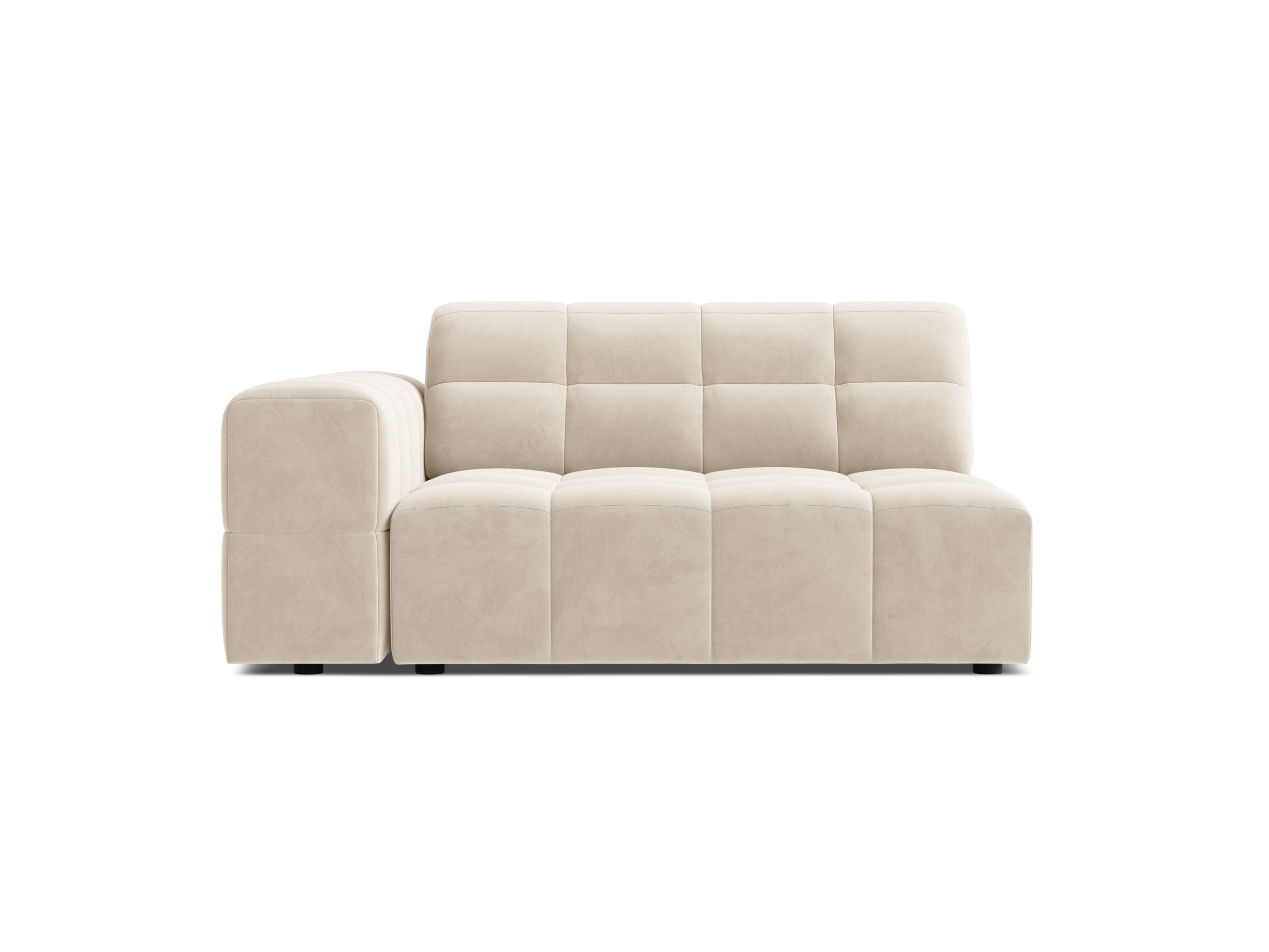 Micadoni Jennifer modul sedačky s podrúčkou 126 × 102 cm - Zamat Bluvel (Blu22) - Svetlobéžová - Ľavé prevedenie