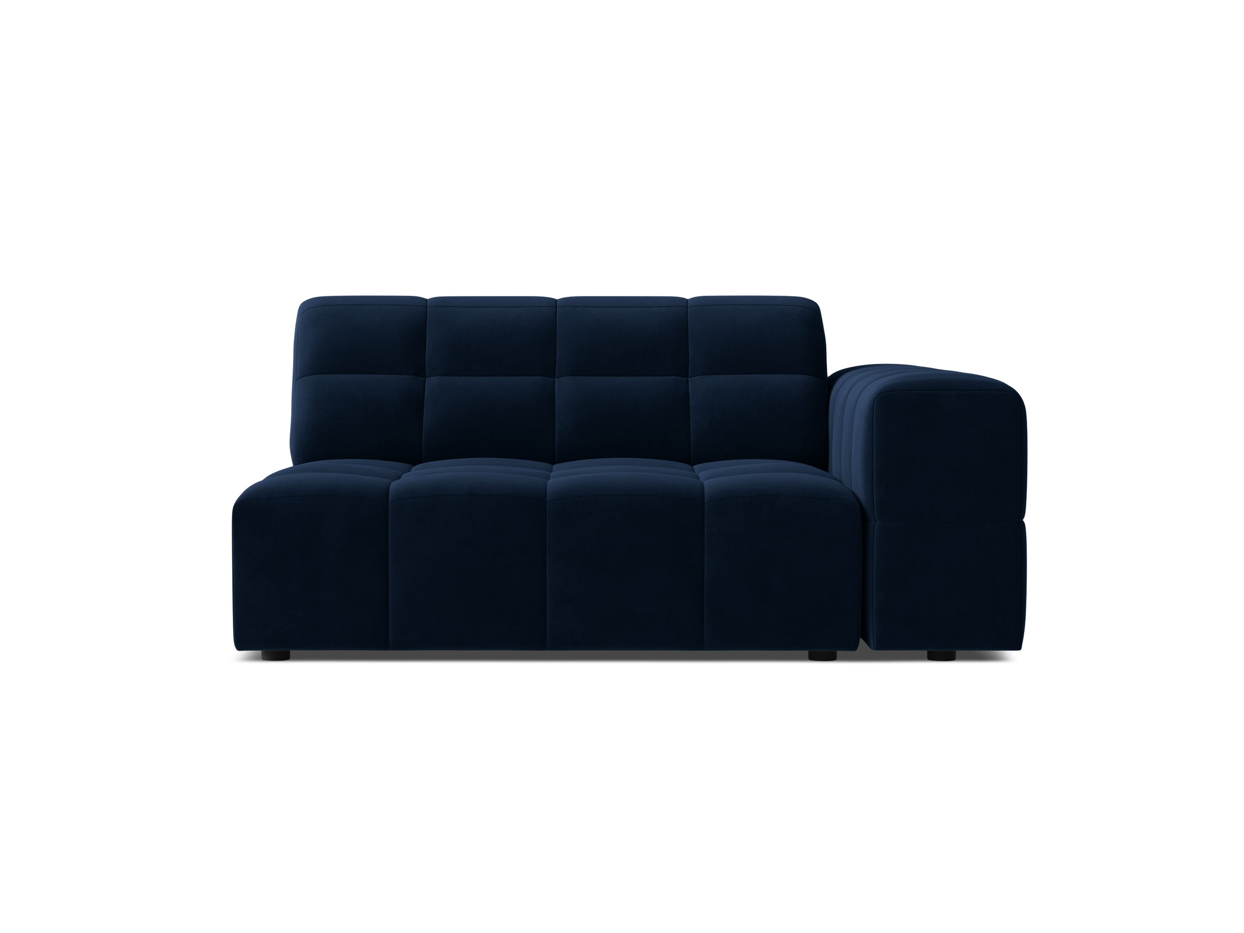 Micadoni Jennifer modul sedačky s podrúčkou 126 × 102 cm - Zamat Bluvel (Blu86) - Kráľovská modrá - Pravé prevedenie