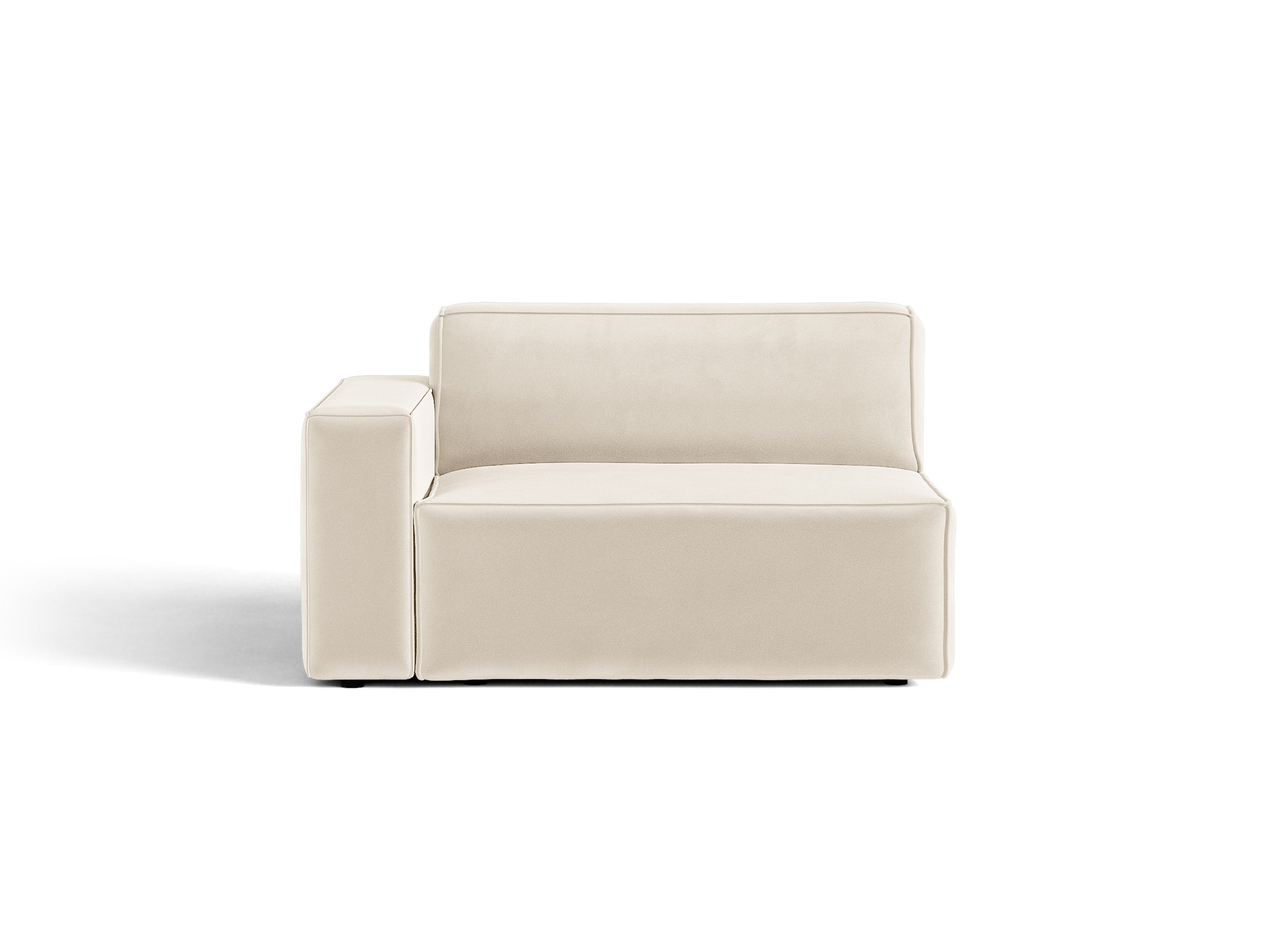Micadoni Jodie modul sedačky s podrúčkou 122 × 99 cm - Zamat Bluvel (Blu22) - Svetlobéžová - Ľavé prevedenie