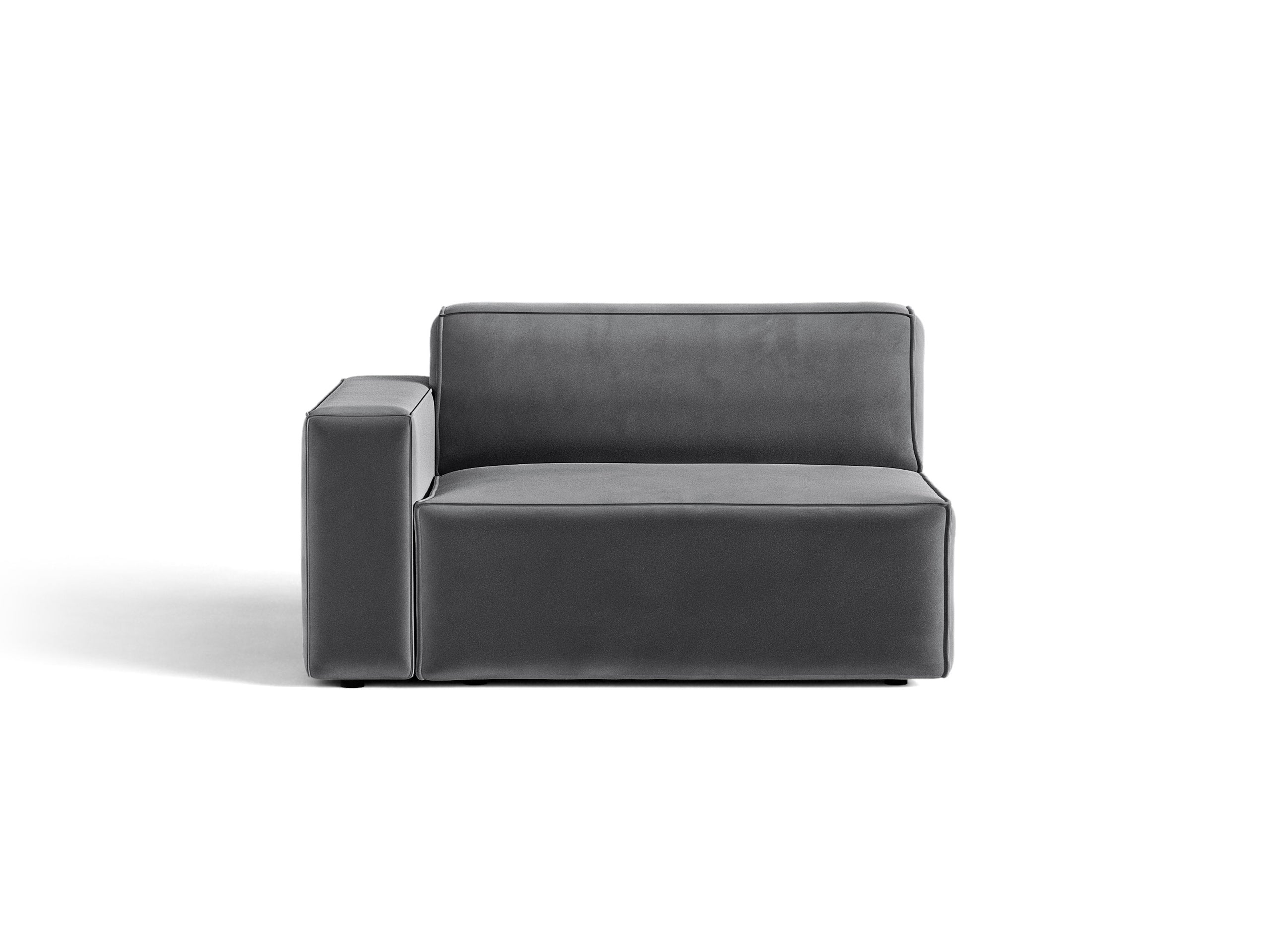 Micadoni Jodie modul sedačky s podrúčkou 122 × 99 cm - Zamat Bluvel (Blu14) - Sivá - Ľavé prevedenie