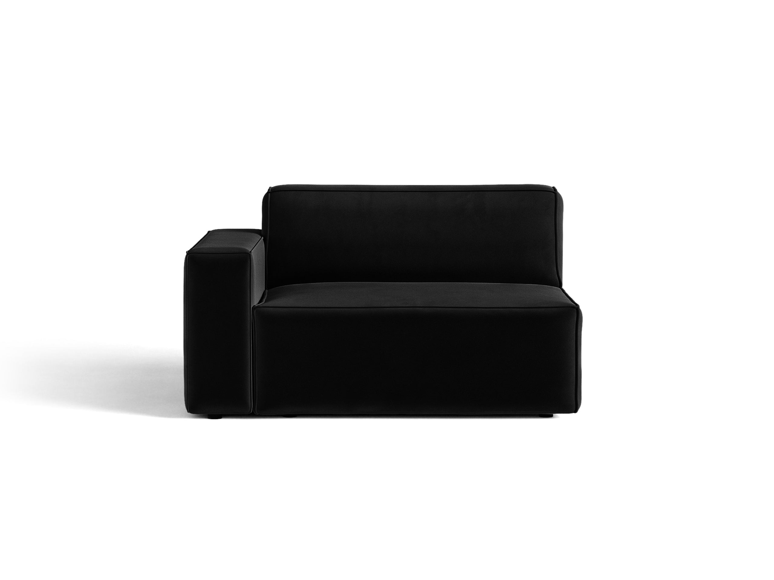 Micadoni Jodie modul sedačky s podrúčkou 122 × 99 cm - Zamat Bluvel (Blu19) - Čierna - Ľavé prevedenie