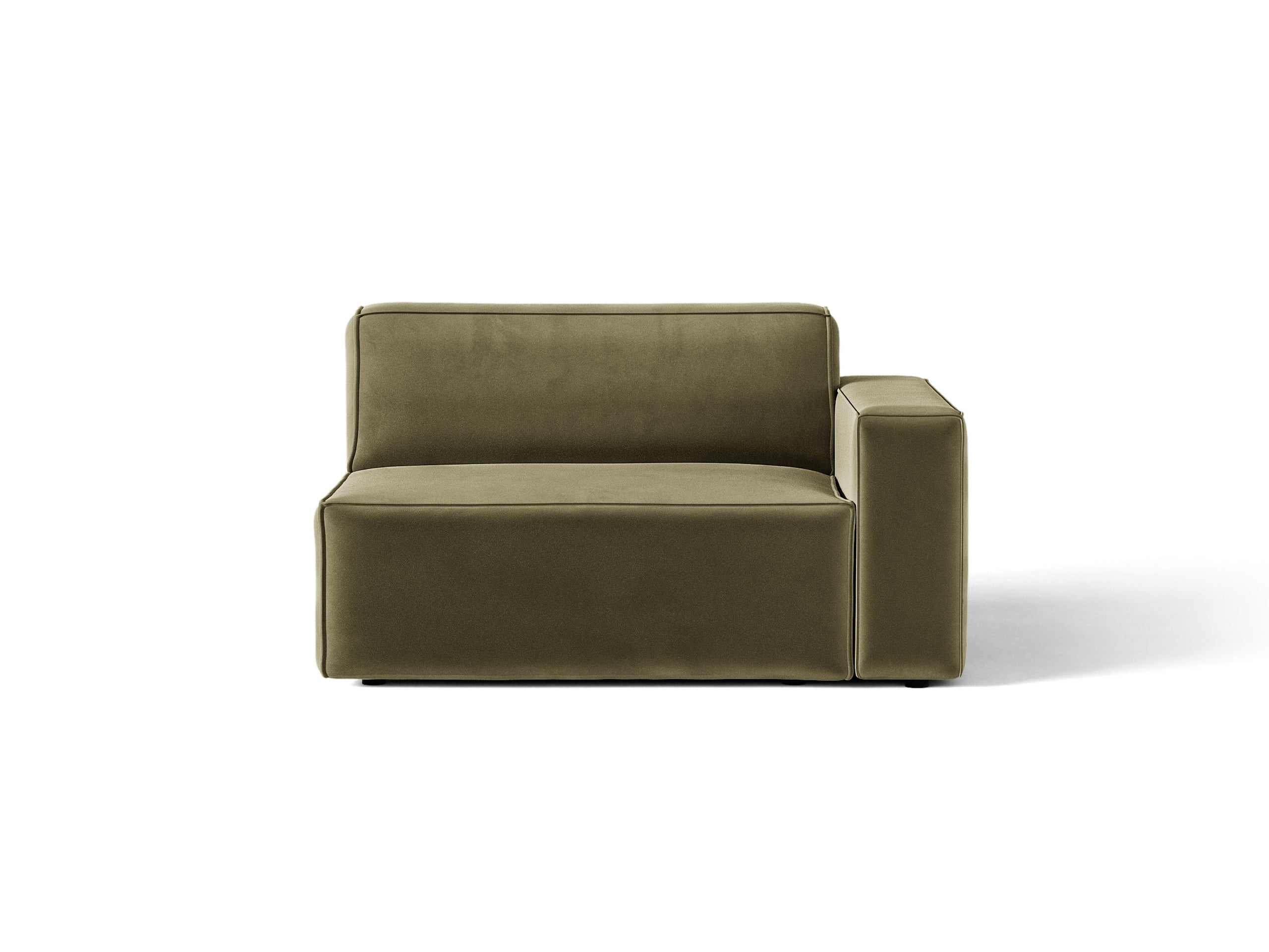 Micadoni Jodie modul sedačky s podrúčkou 122 × 99 cm - Zamat Bluvel (Blu77) - Zelená - Pravé prevedenie