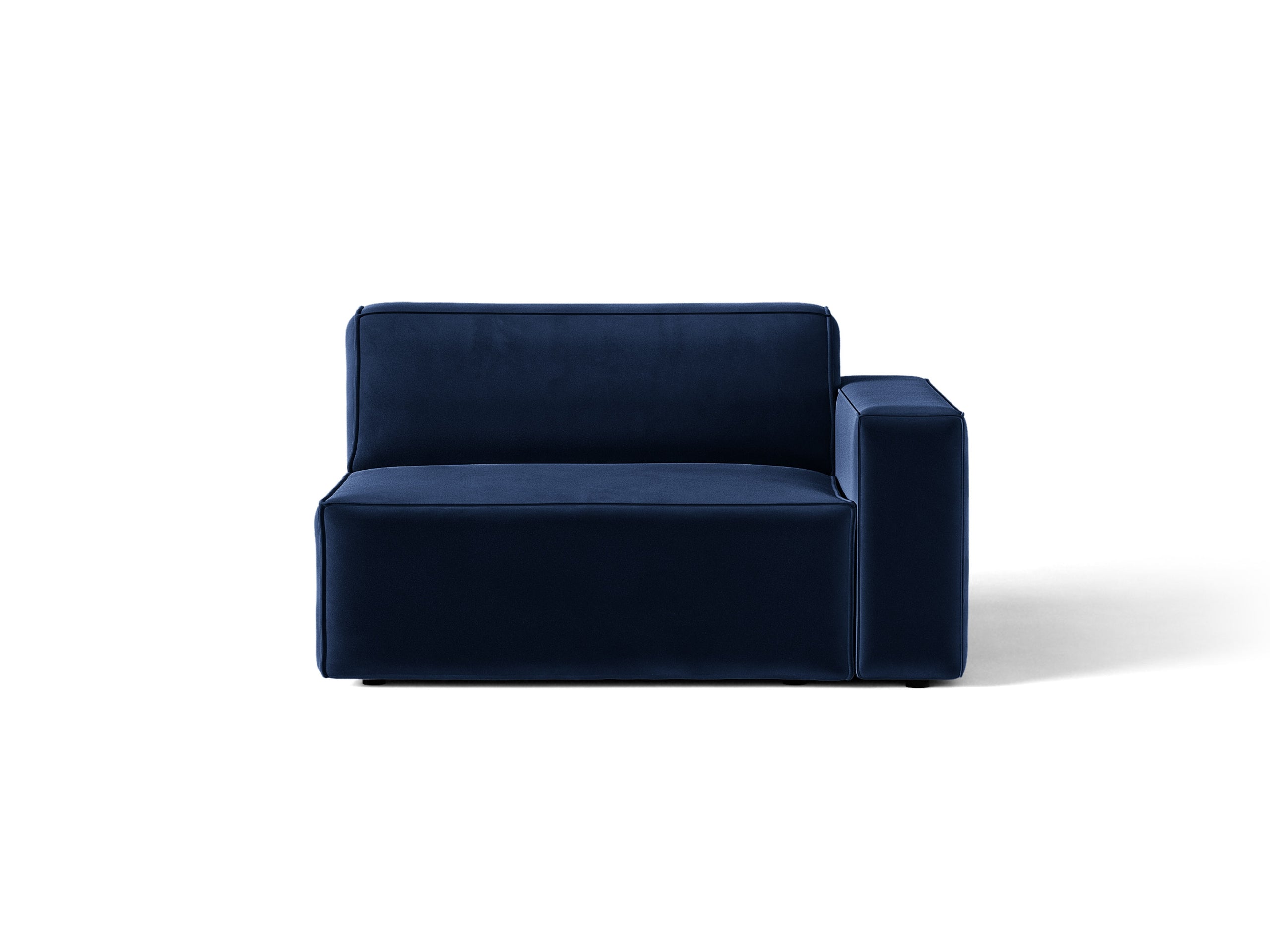 Micadoni Jodie modul sedačky s podrúčkou 122 × 99 cm - Zamat Bluvel (Blu86) - Kráľovská modrá - Pravé prevedenie