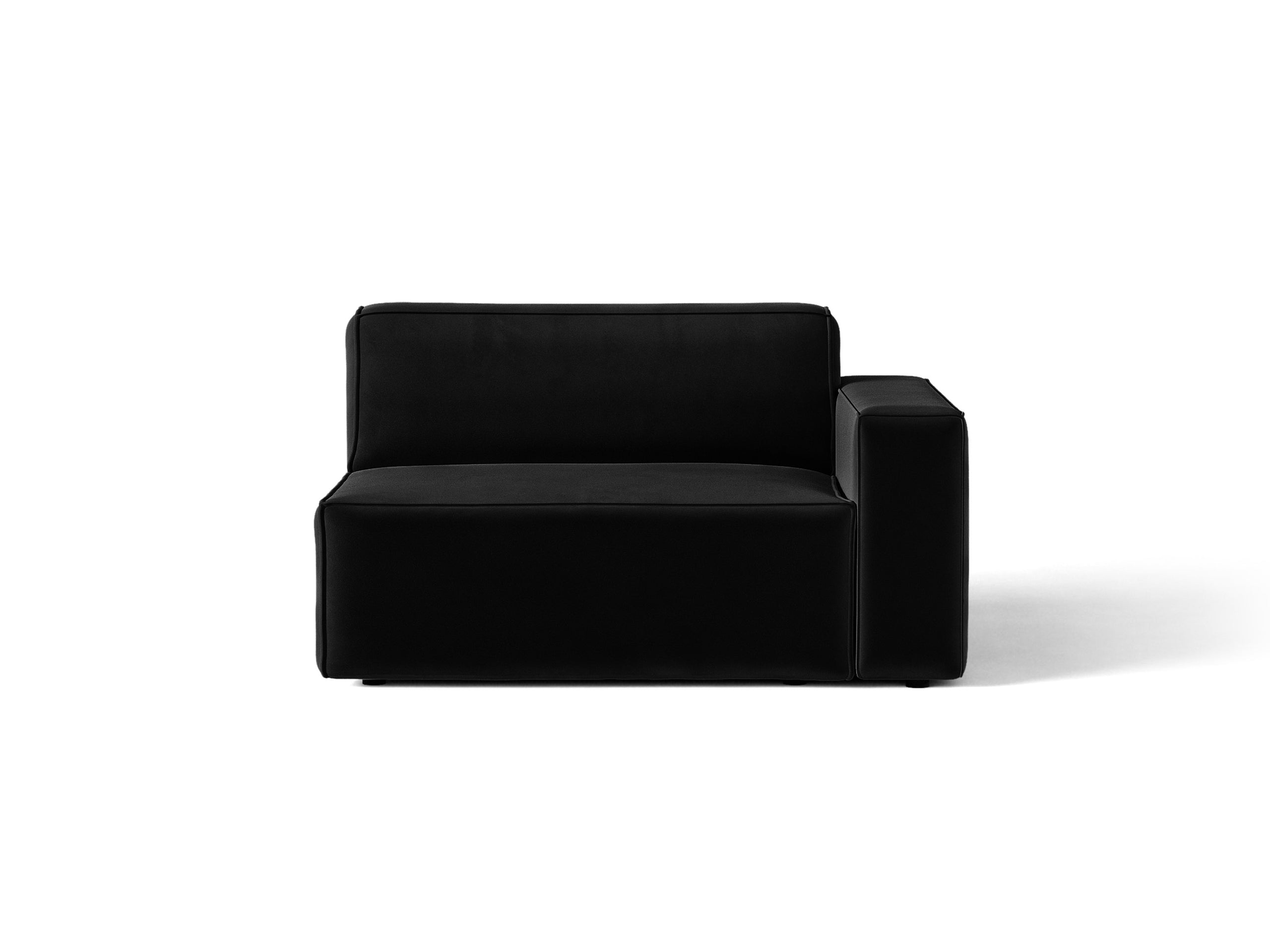 Micadoni Jodie modul sedačky s podrúčkou 122 × 99 cm - Zamat Bluvel (Blu19) - Čierna - Pravé prevedenie