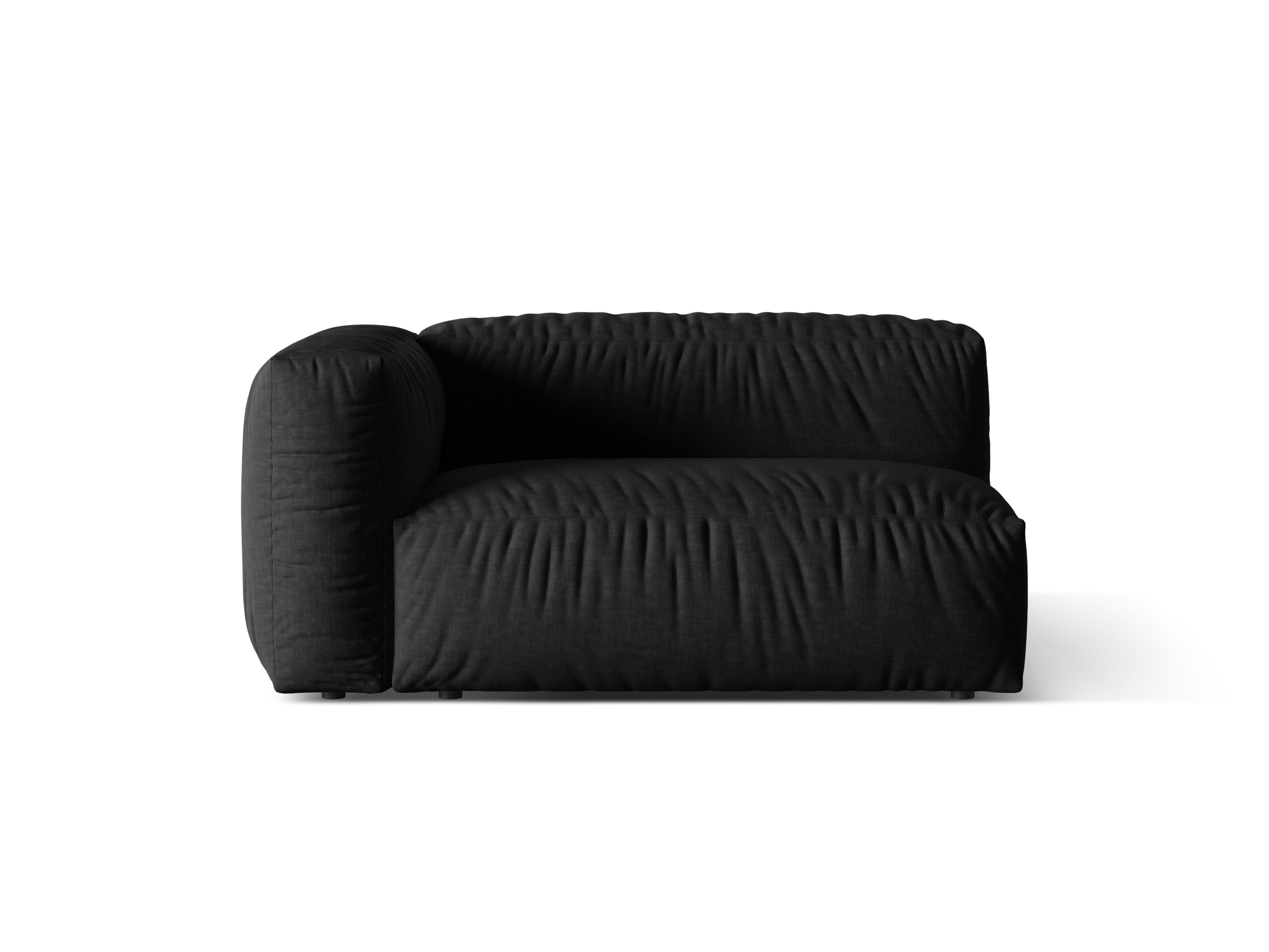Micadoni Martina dvojmiestny modul sedačky s podrúčkou - Štrukturovaná látka Boston (Boblack) - Čierna - Nohy: Čierny plast - Ľavé prevedenie - Variant 76 cm