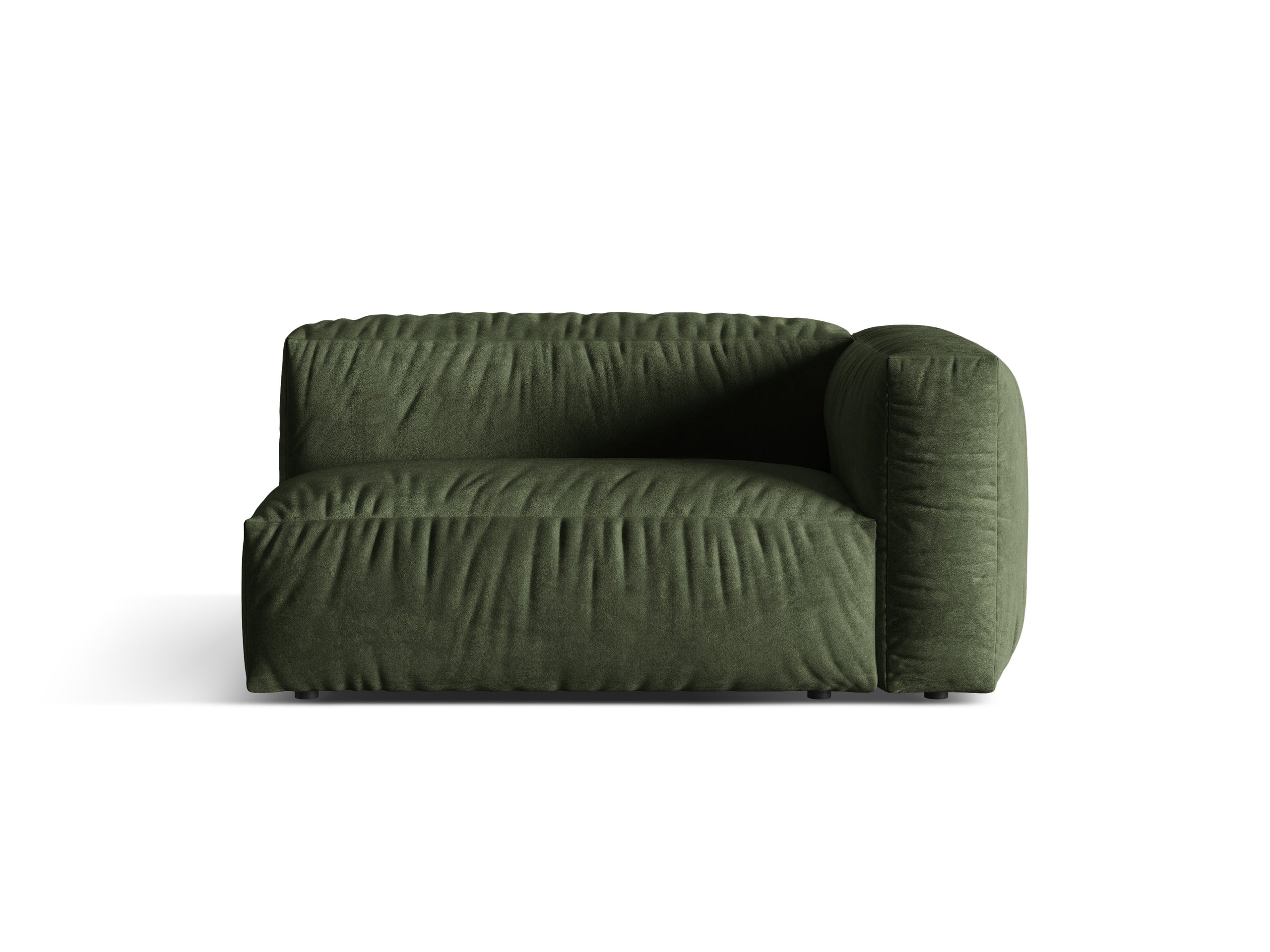 Micadoni Martina dvojmiestny modul sedačky s podrúčkou - Zamat Vogue (Vog11) - Zelená - Nohy: Čierny plast - Pravé prevedenie - Variant 76 cm