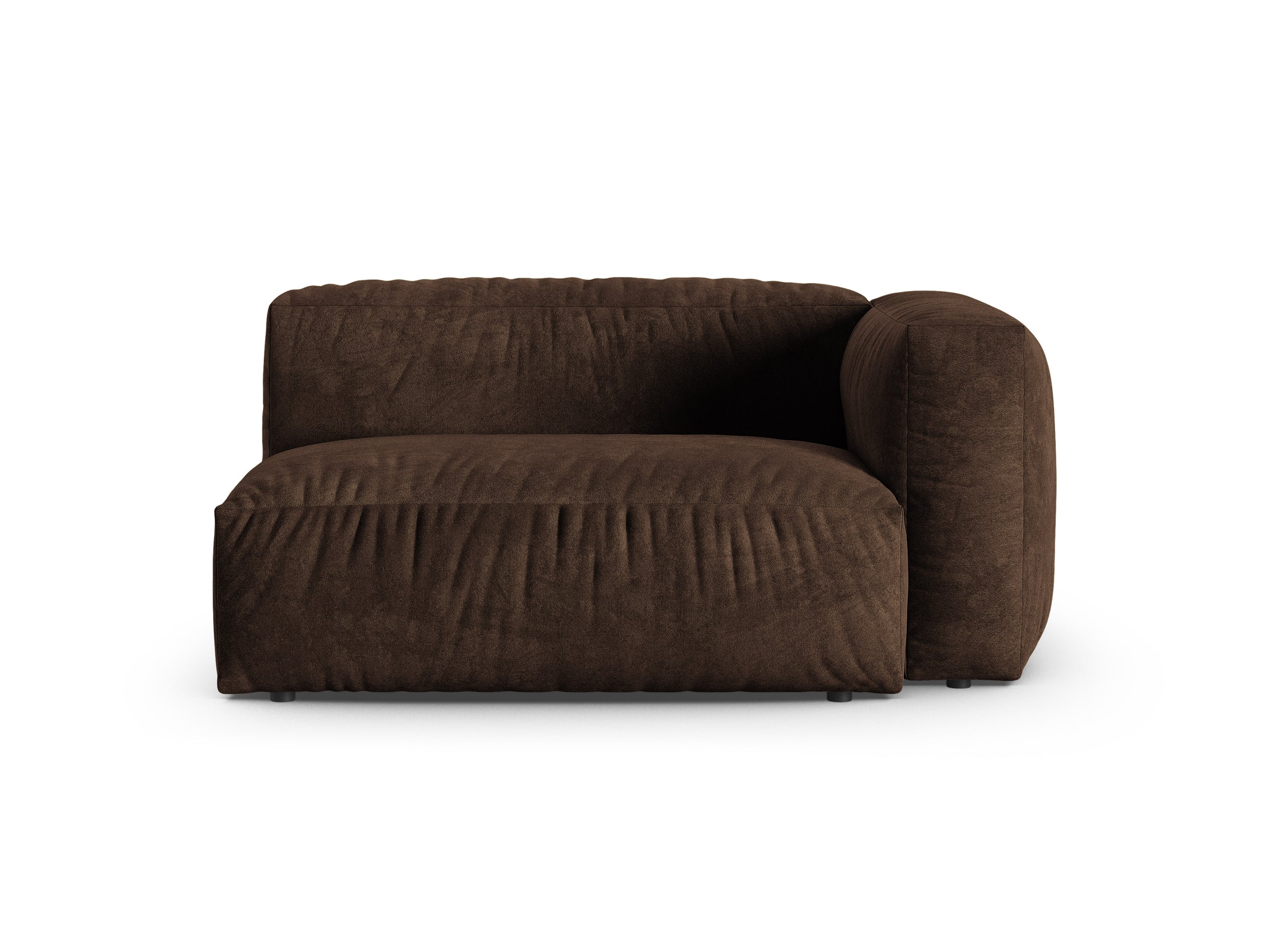 Micadoni Martina dvojmiestny modul sedačky s podrúčkou - Zamat Vogue (Vog6) - Čokoládová - Nohy: Čierny plast - Pravé prevedenie - Variant 90 cm