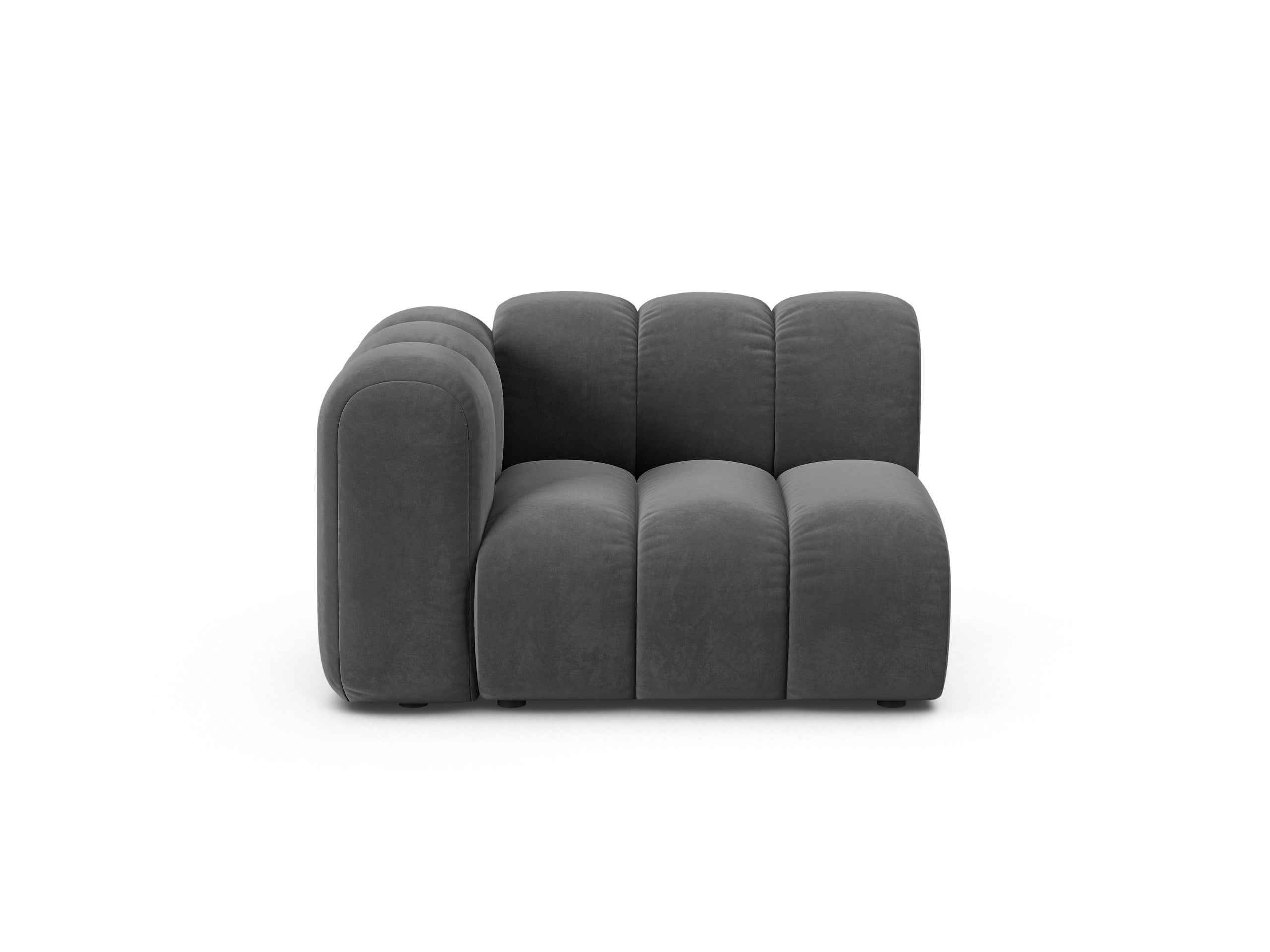 Micadoni Lupine modul sedačky s podrúčkou 115 × 95 cm - Zamat Venus (Ven2930) - Sivá - Ľavé prevedenie
