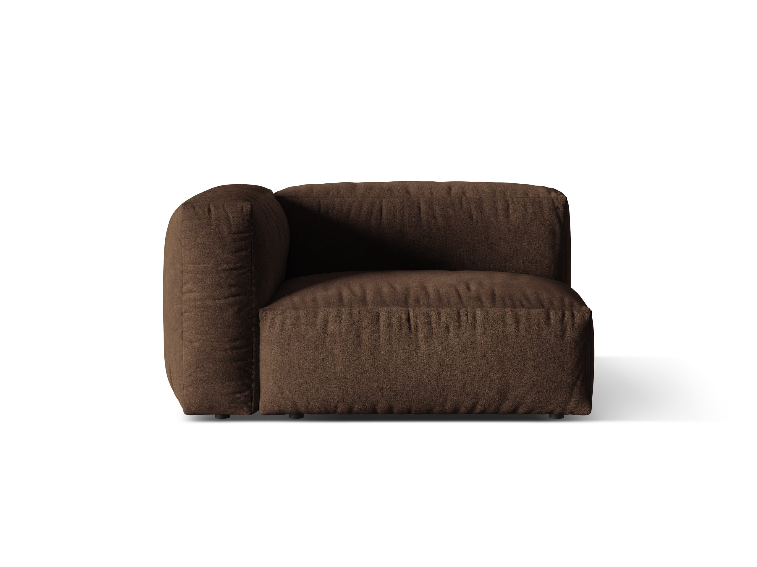 Micadoni Martina jednomiestny modul sedačky s podrúčkou - Zamat Vogue (Vog6) - Čokoládová - Nohy: Čierny plast - Ľavé prevedenie - Variant 76 cm