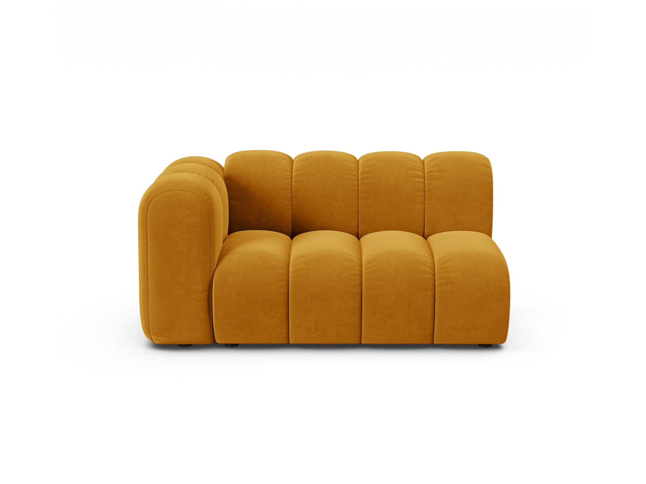 Micadoni Lupine modul sedačky s podrúčkou 145 × 95 cm - Zamat Salvador (Sal10) - Žltá - Ľavé prevedenie
