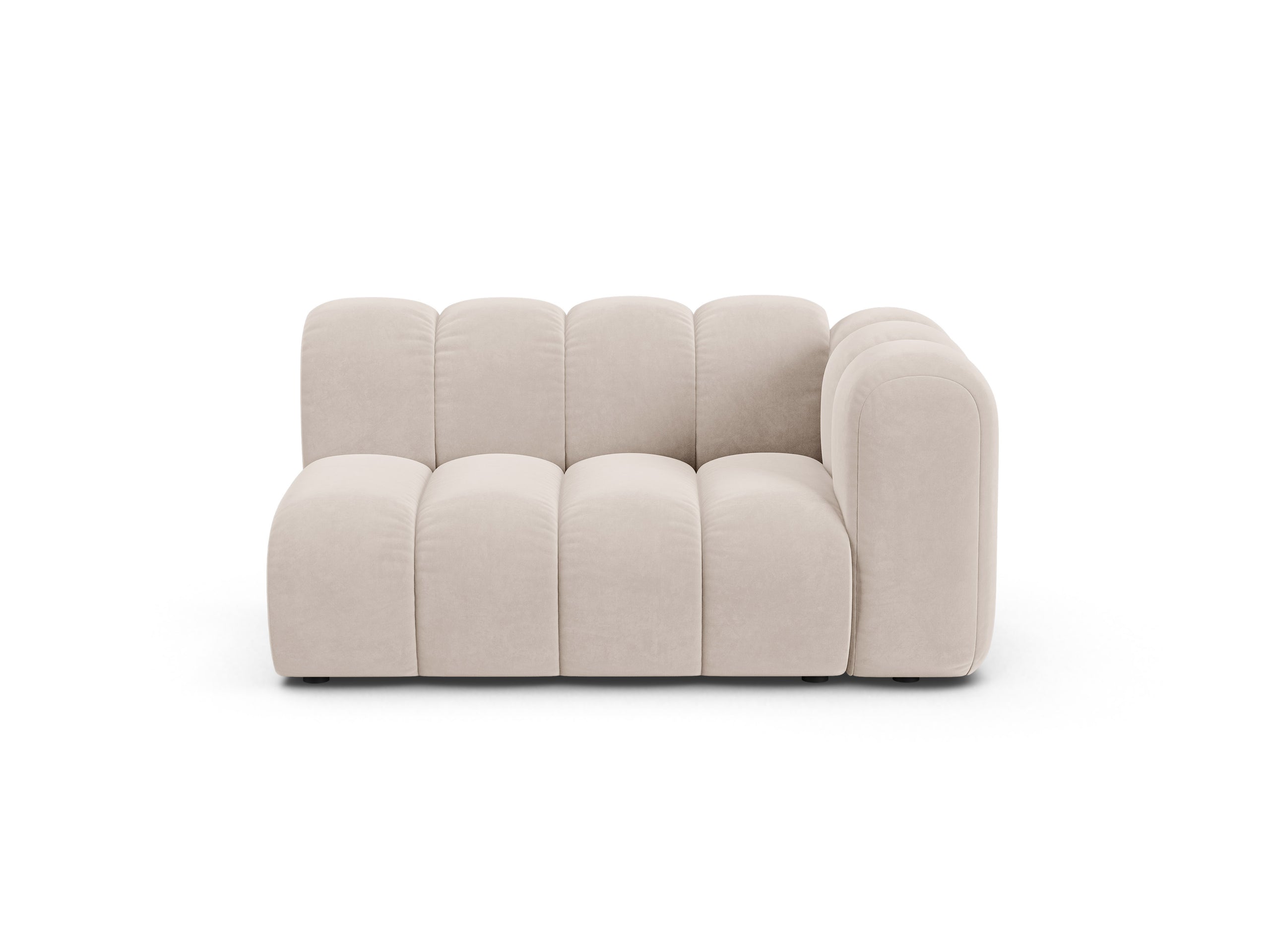 Micadoni Lupine modul sedačky s podrúčkou 145 × 95 cm - Zamat Venus (Ven2927) - Svetlobéžová - Pravé prevedenie