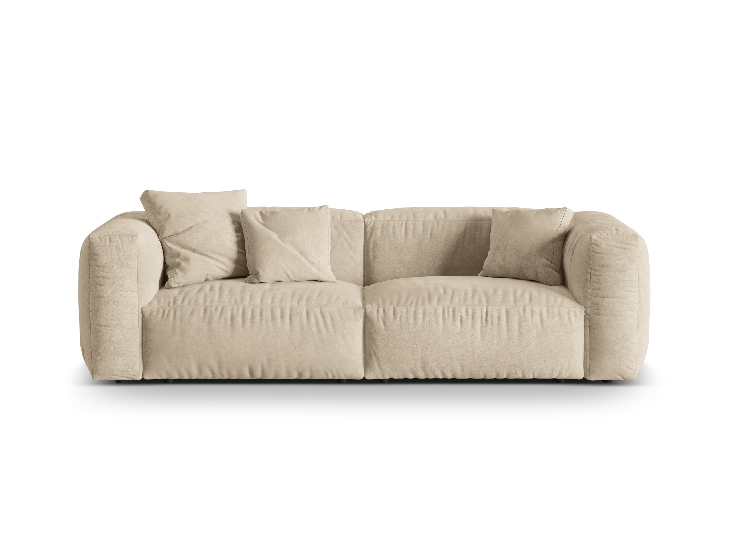 Micadoni Martina trojmiestna pohovka - Zamat Vogue (Vog1) - Svetlobéžová - Nohy: Čierny plast - Variant 76 cm