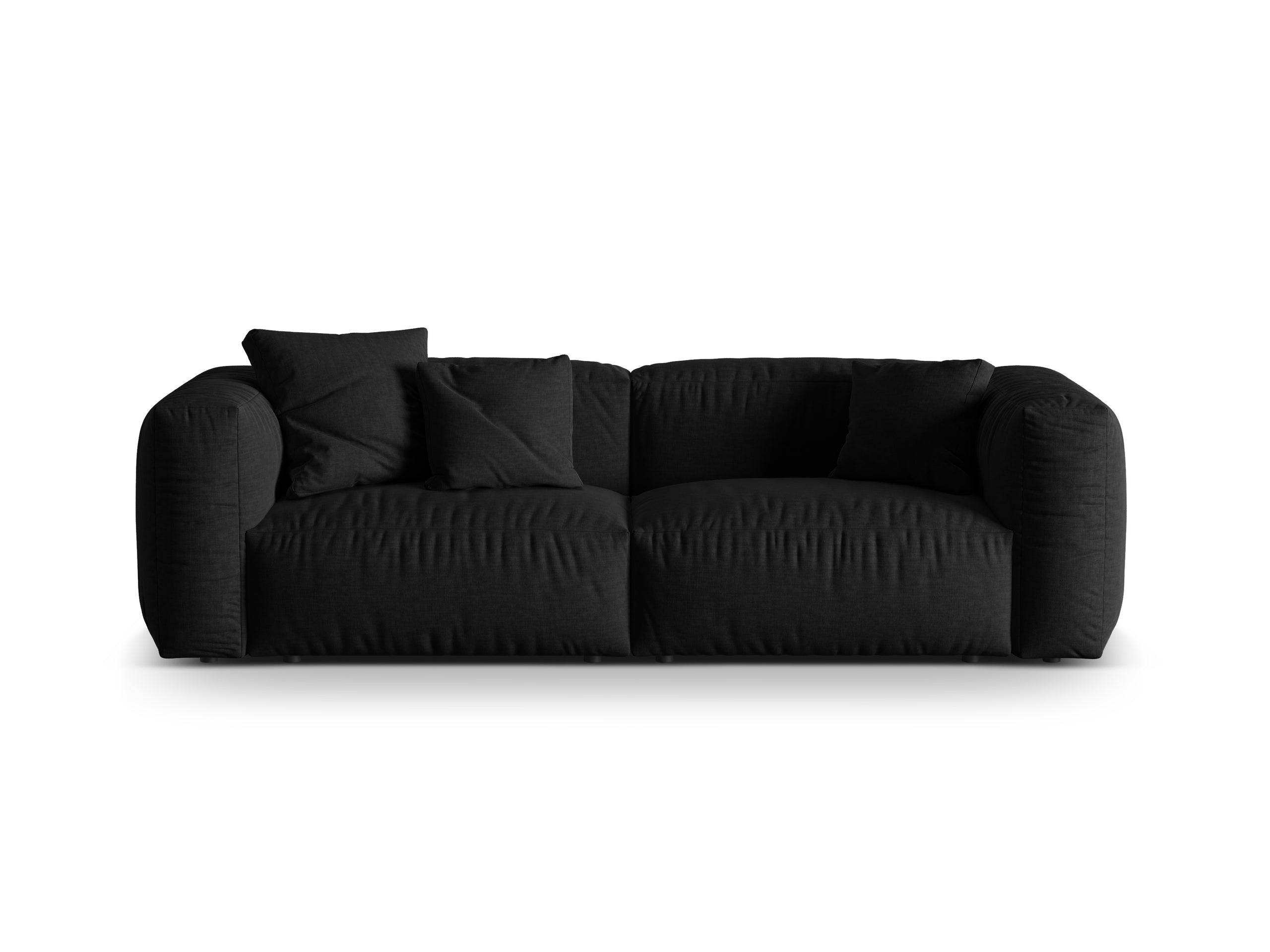 Micadoni Martina trojmiestna pohovka - Štrukturovaná látka Boston (Boblack) - Čierna - Nohy: Čierny plast - Variant 76 cm