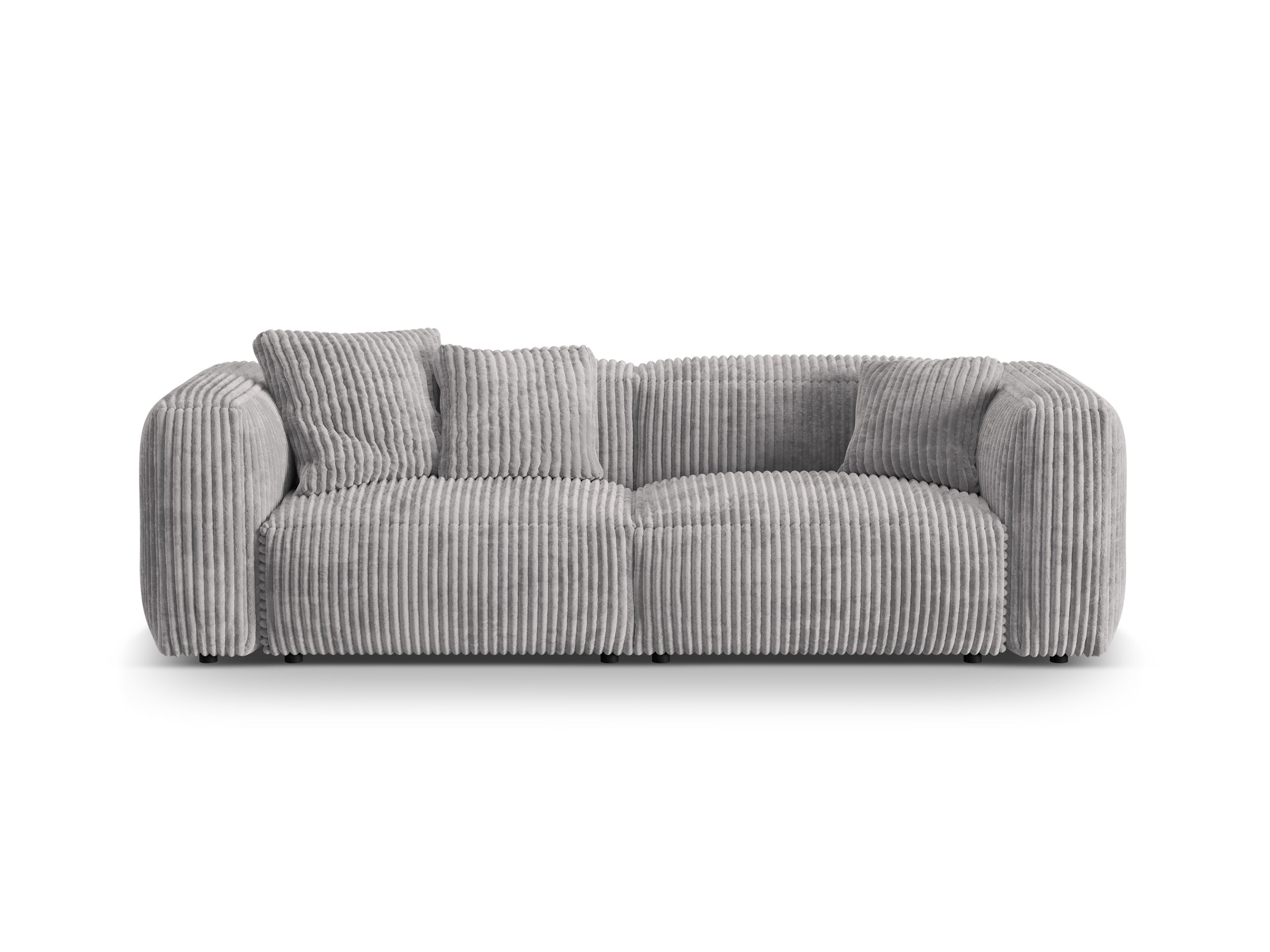 Micadoni Martina trojmiestna pohovka - Menčester Tilia (Til86) - Svetlosivá - Nohy: Čierny plast - Variant 76 cm