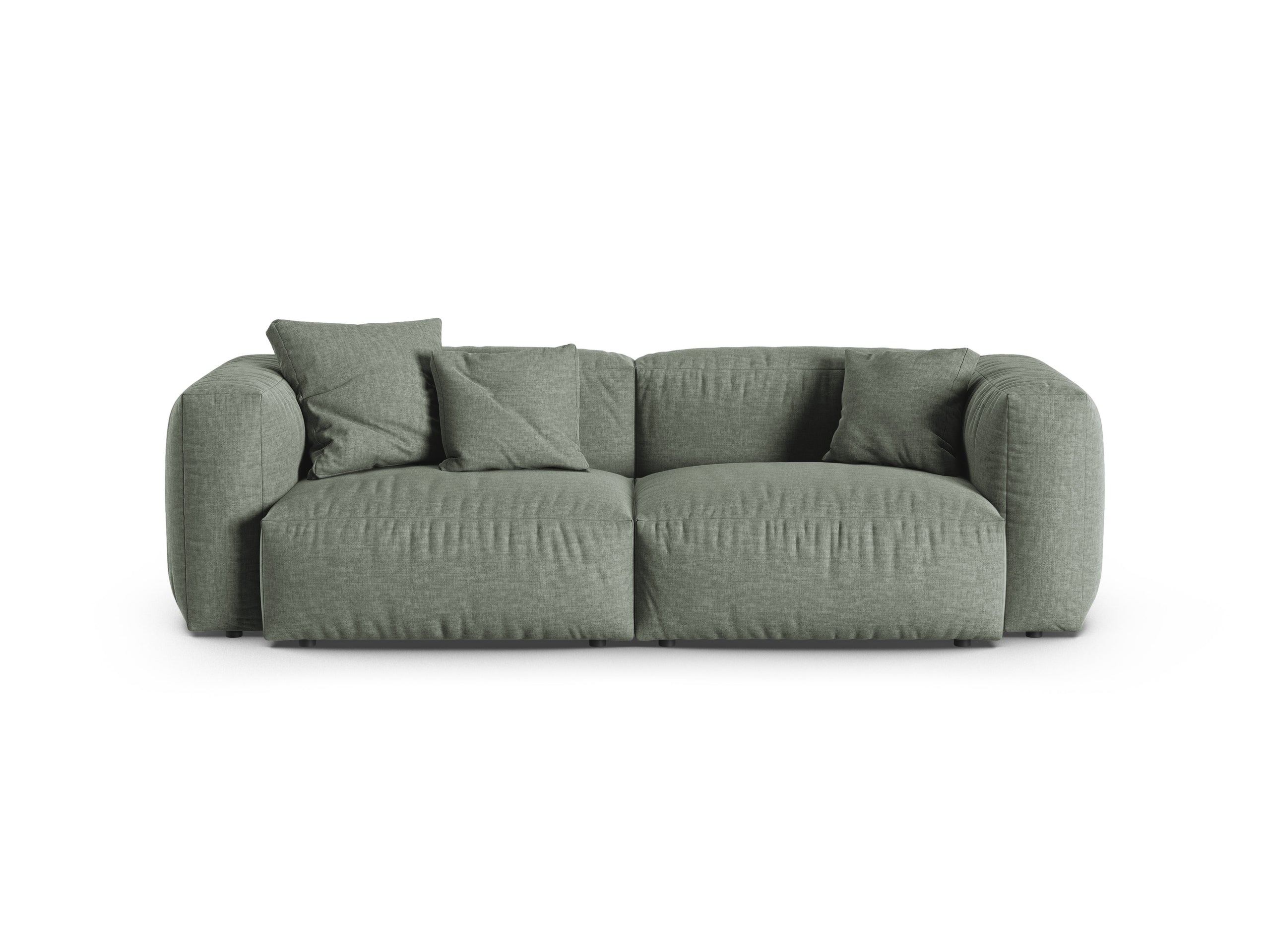 Micadoni Martina trojmiestna pohovka - Štrukturovaná látka Boston (Bowagreen) - Machovozelená - Nohy: Čierny plast - Variant 90 cm