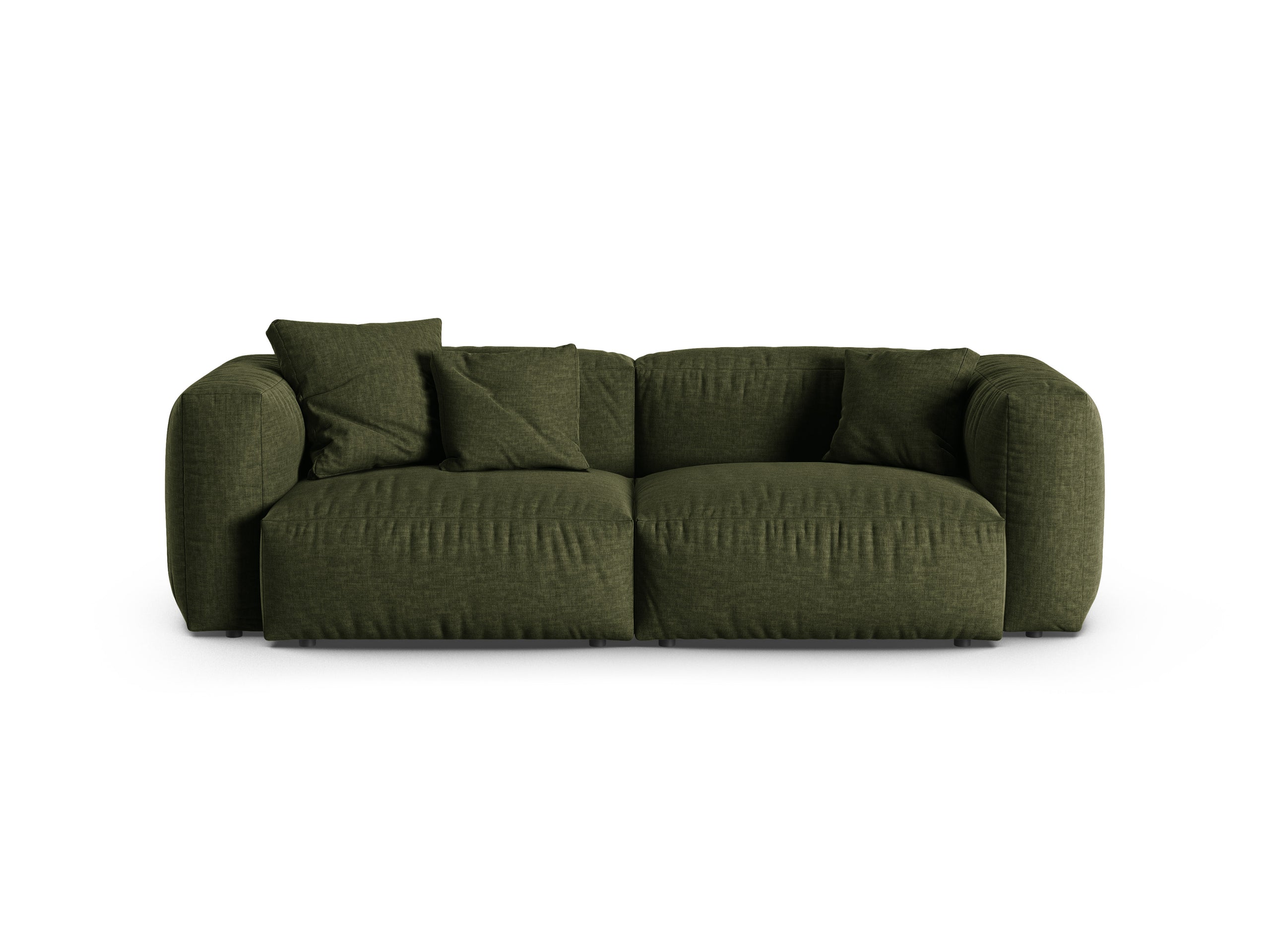 Micadoni Martina trojmiestna pohovka - Štrukturovaná látka Boston (Bofores) - Zelená - Nohy: Čierny plast - Variant 90 cm