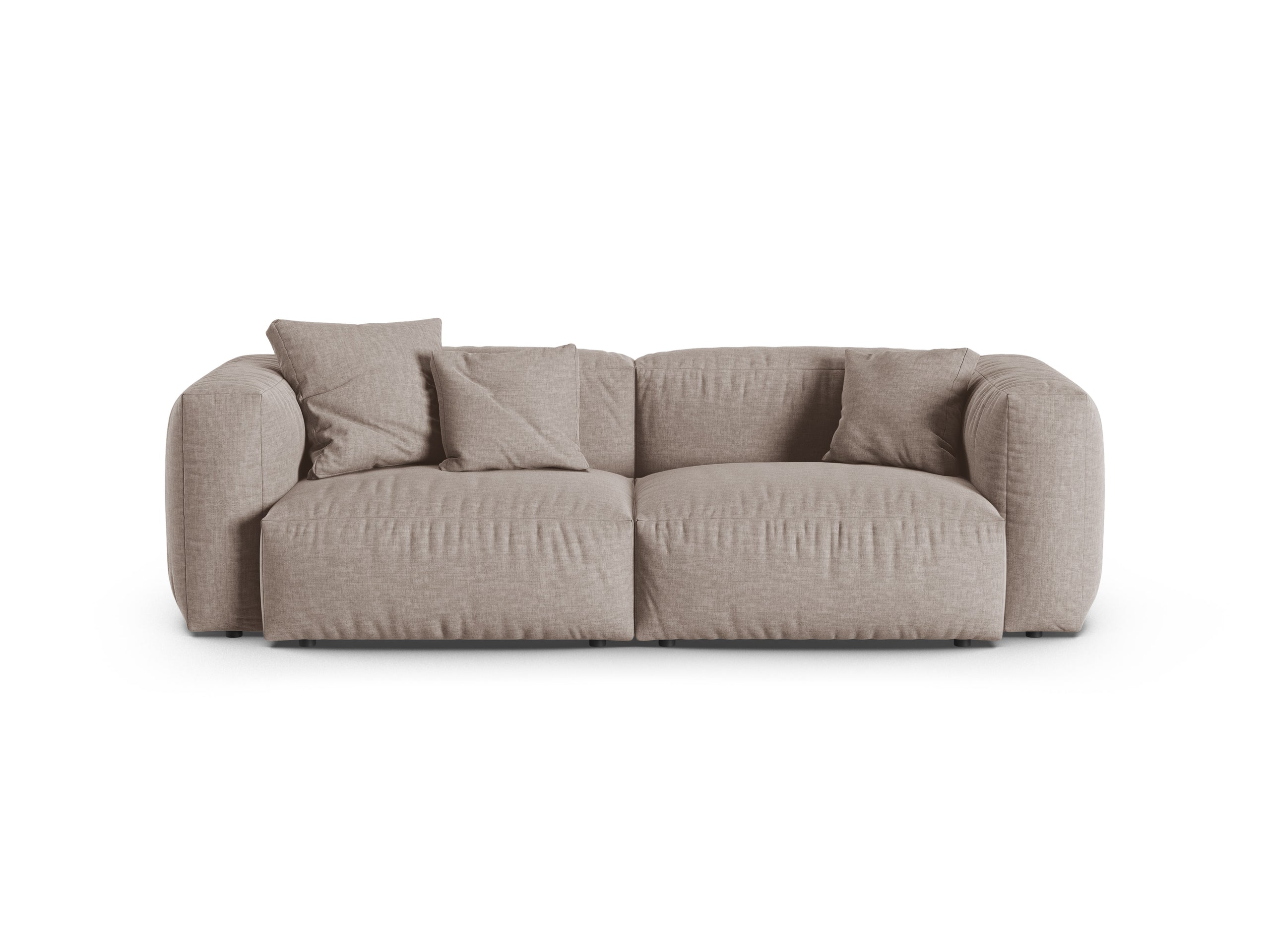 Micadoni Martina trojmiestna pohovka - Štrukturovaná látka Boston (Botruf) - Tmavobéžová - Nohy: Čierny plast - Variant 90 cm
