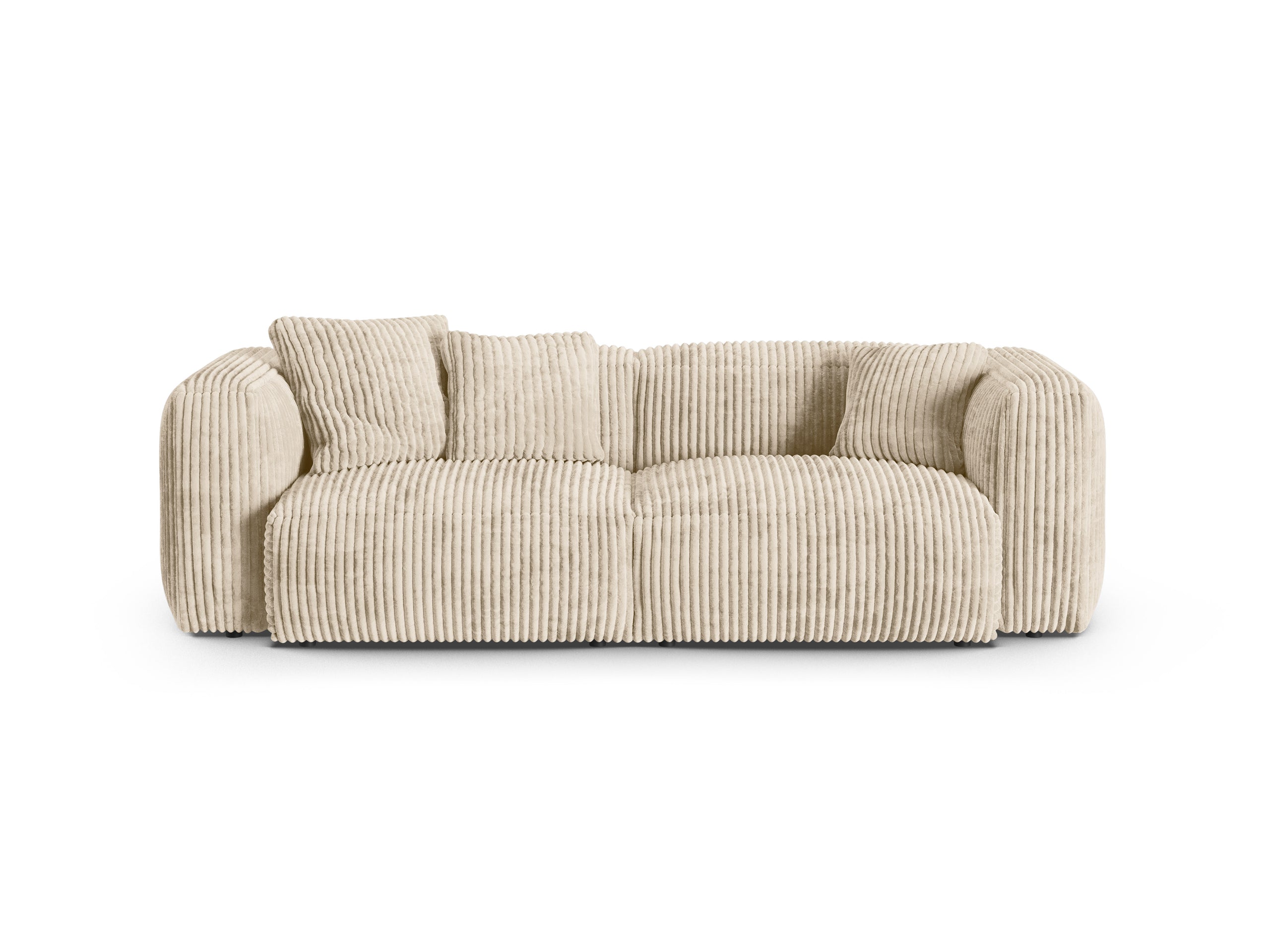 Micadoni Martina trojmiestna pohovka - Menčester Tilia (Til03) - Svetlobéžová - Nohy: Čierny plast - Variant 90 cm