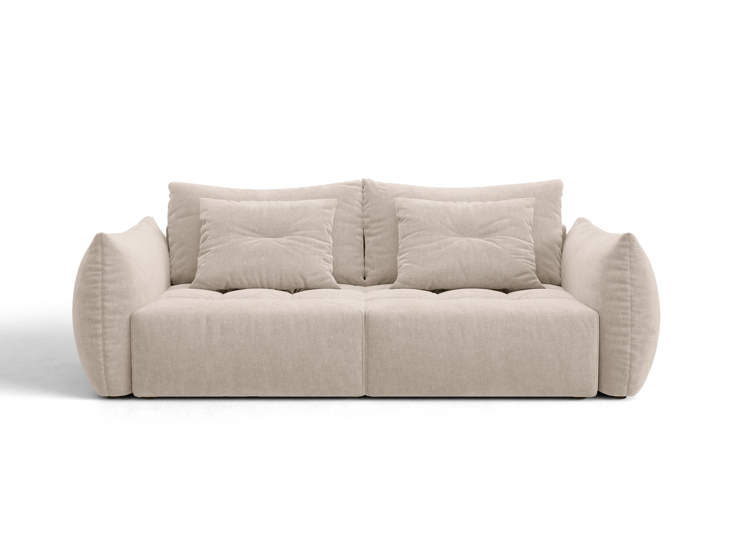 Micadoni Bloom rozkladacia trojmiestna pohovka 250 × 108 cm - Štrukturovaná látka Wind (Win05) - Svetlobéžová