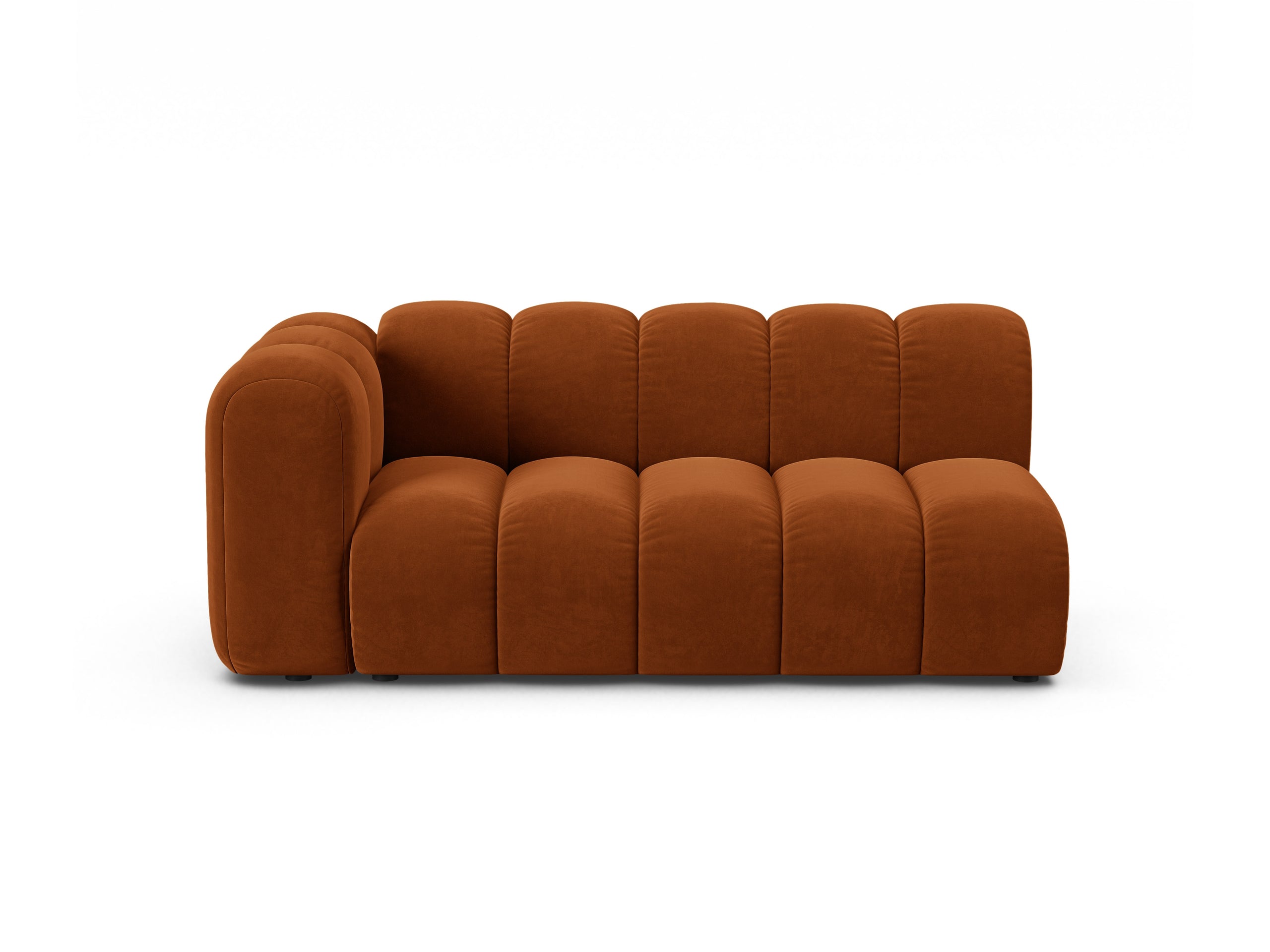 Micadoni Lupine modul sedačky s podrúčkou 175 × 95 cm - Zamat Salvador (Sal14) - Terakotová - Ľavé prevedenie