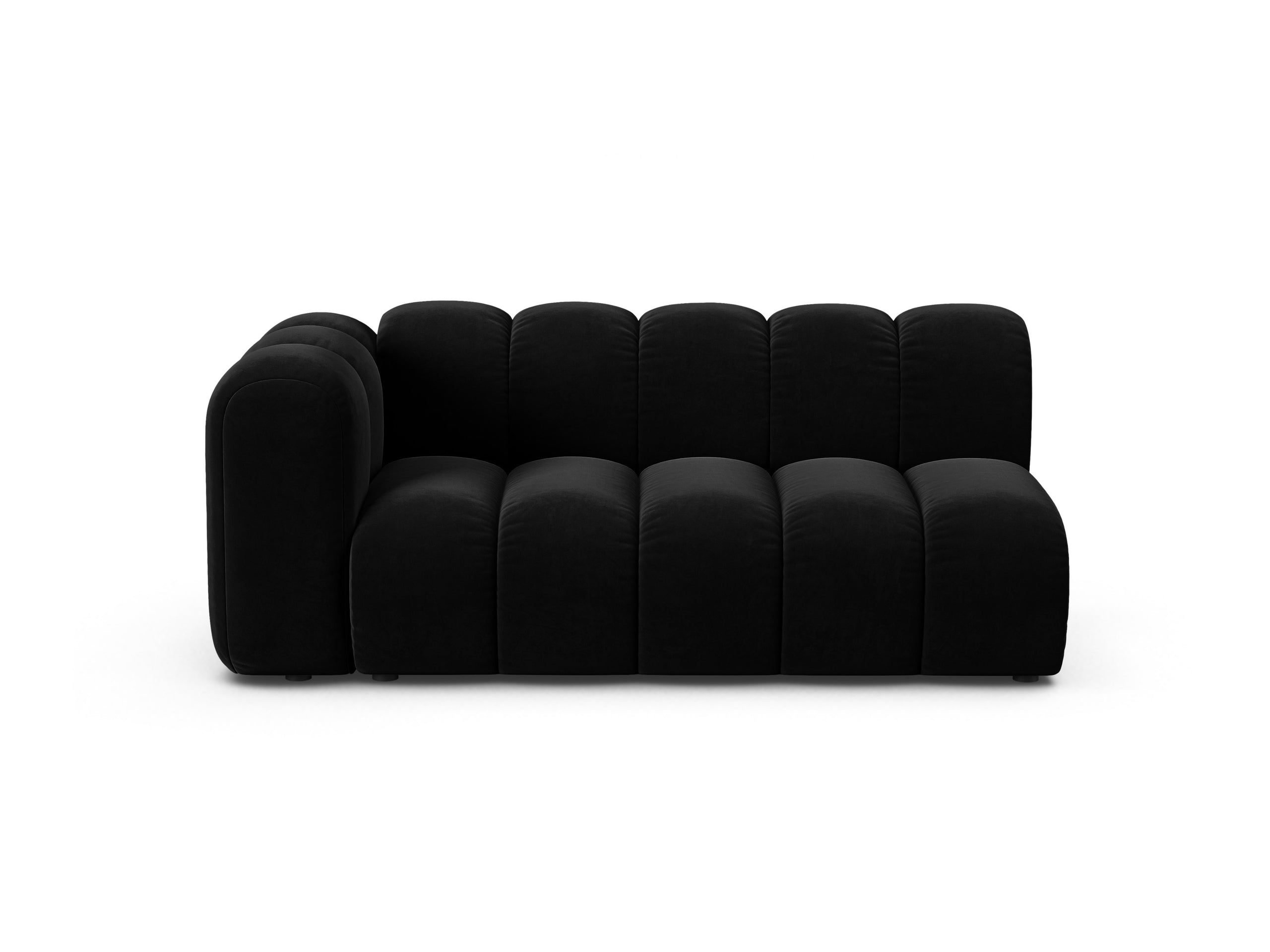 Micadoni Lupine modul sedačky s podrúčkou 175 × 95 cm - Zamat Venus (Ven2923) - Čierna - Ľavé prevedenie
