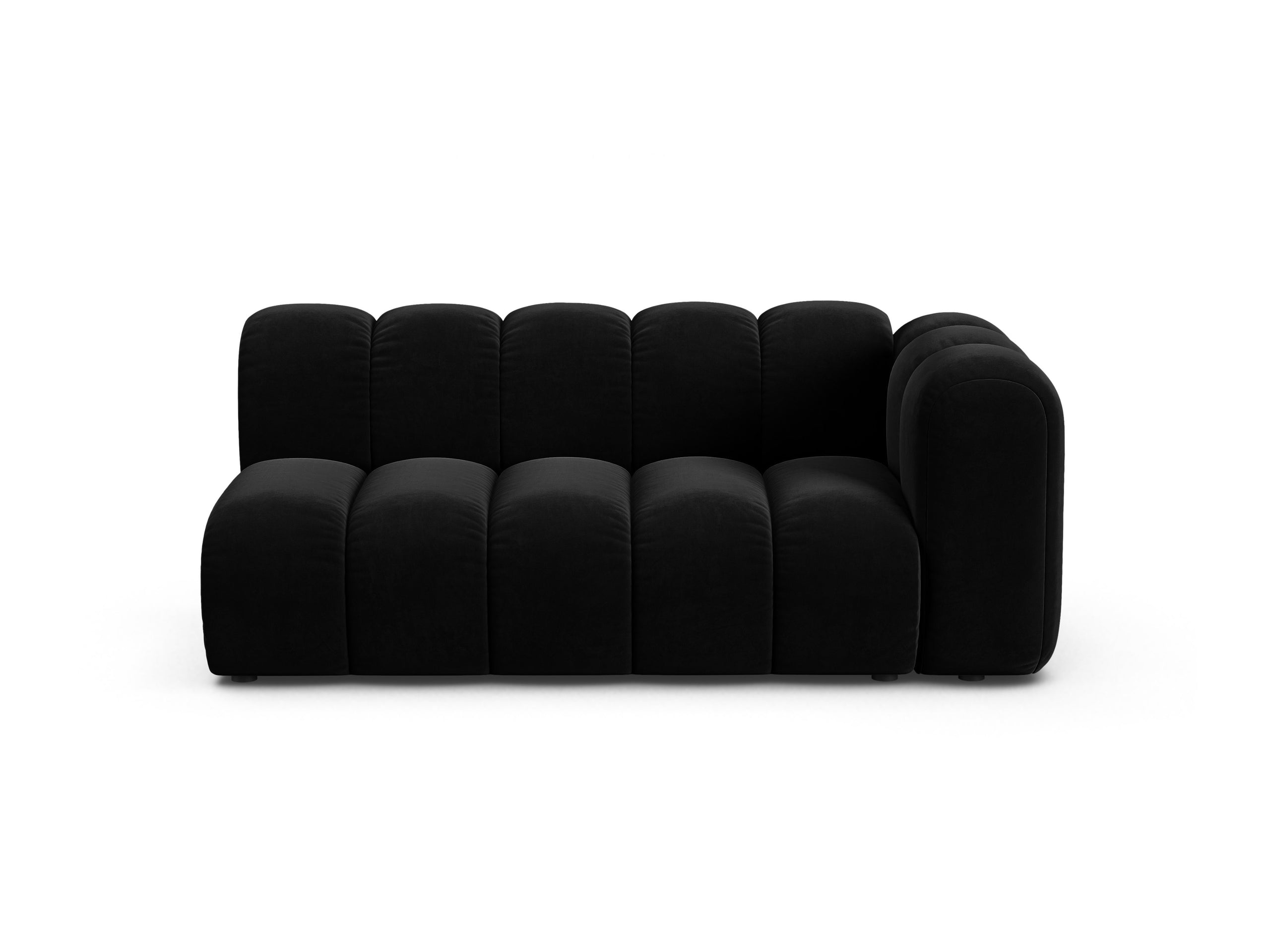 Micadoni Lupine modul sedačky s podrúčkou 175 × 95 cm - Zamat Venus (Ven2923) - Čierna - Pravé prevedenie